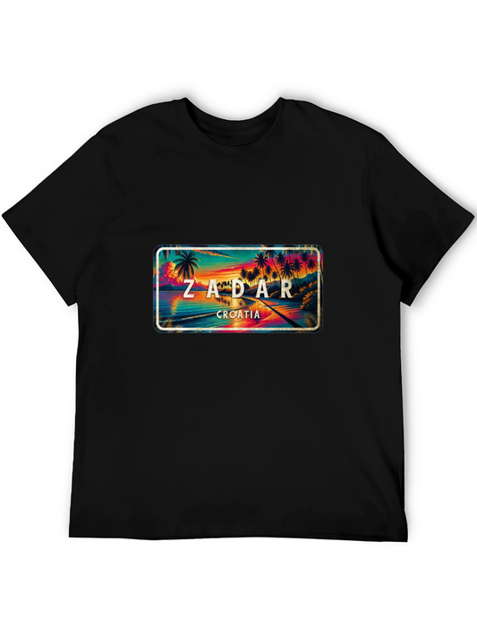 Zadar Croatia Graphic Tee - Tropical Palm Sunset