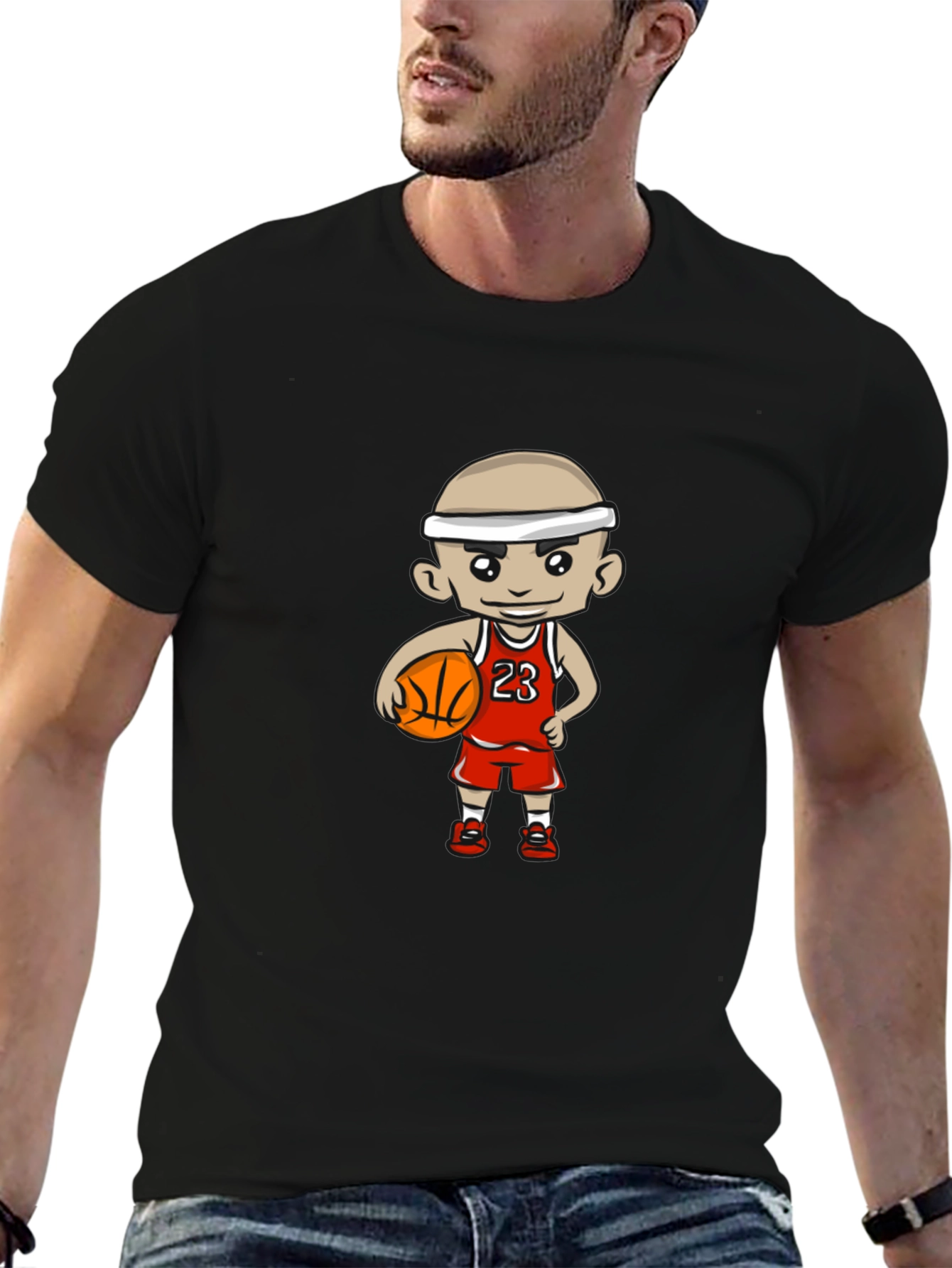 Cartoon Basketball Player Graphic T-Shirt
