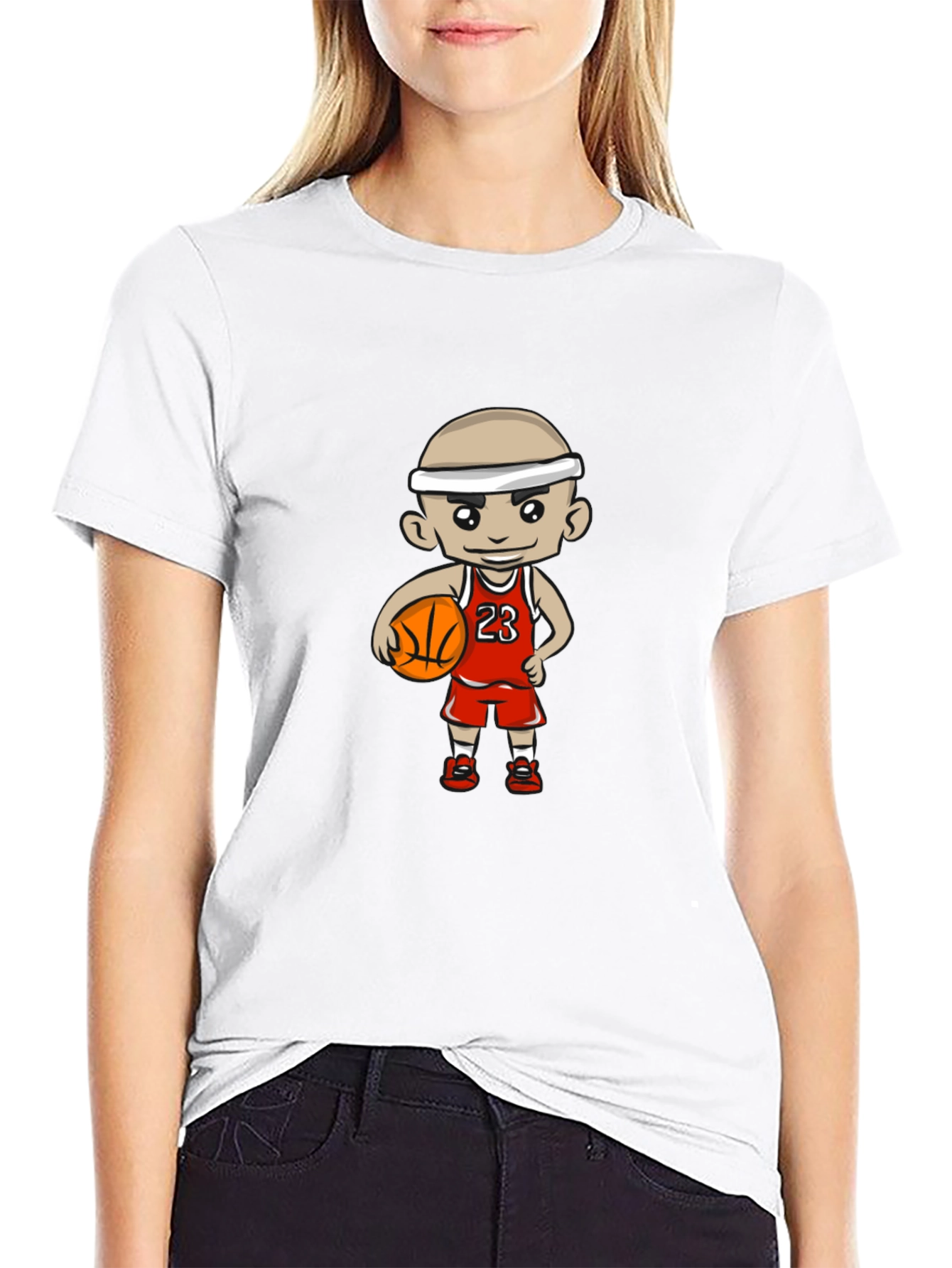 Cartoon Basketball Player Graphic T-Shirt