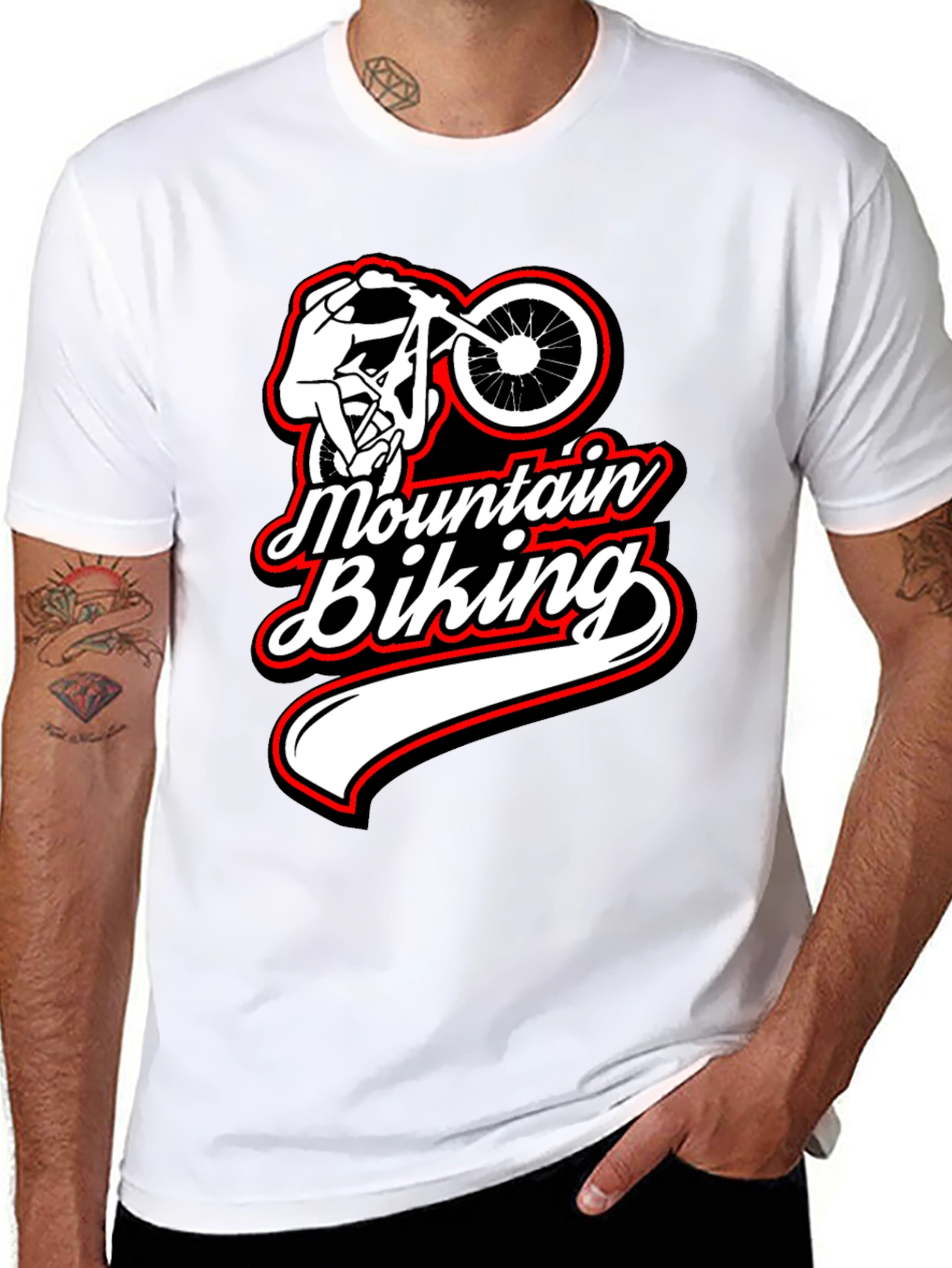 Mountain Biking Graphic Tee Black Casual Shirt
