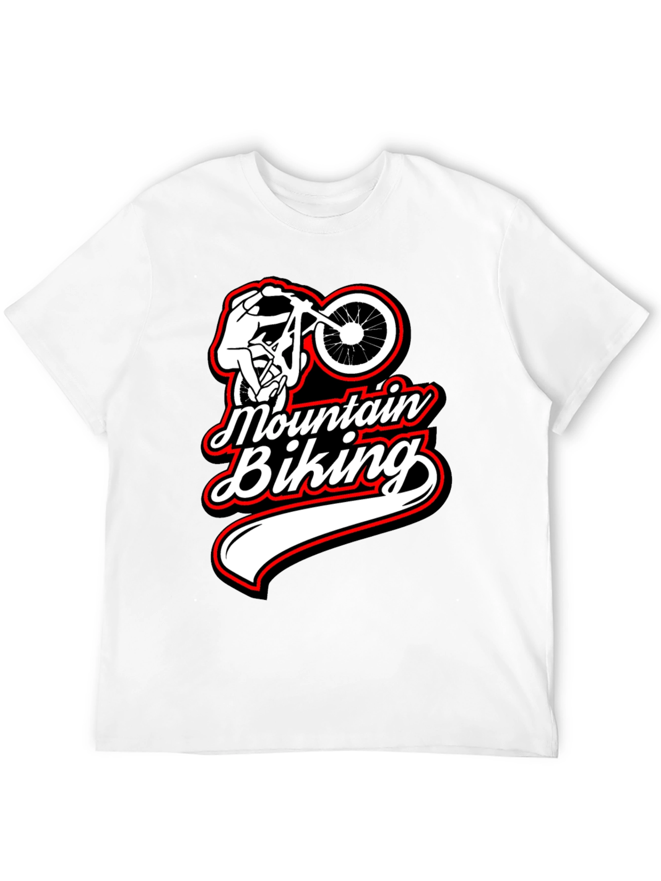 Mountain Biking Graphic Tee Black Casual Shirt