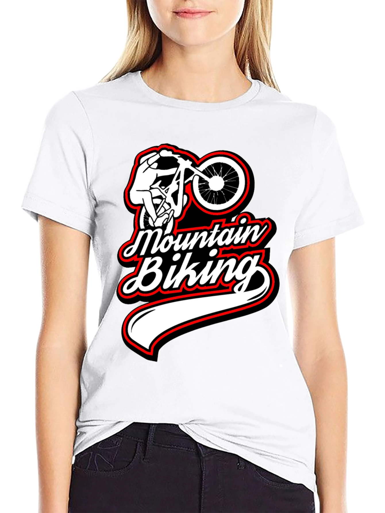 Mountain Biking Graphic Tee Black Casual Shirt