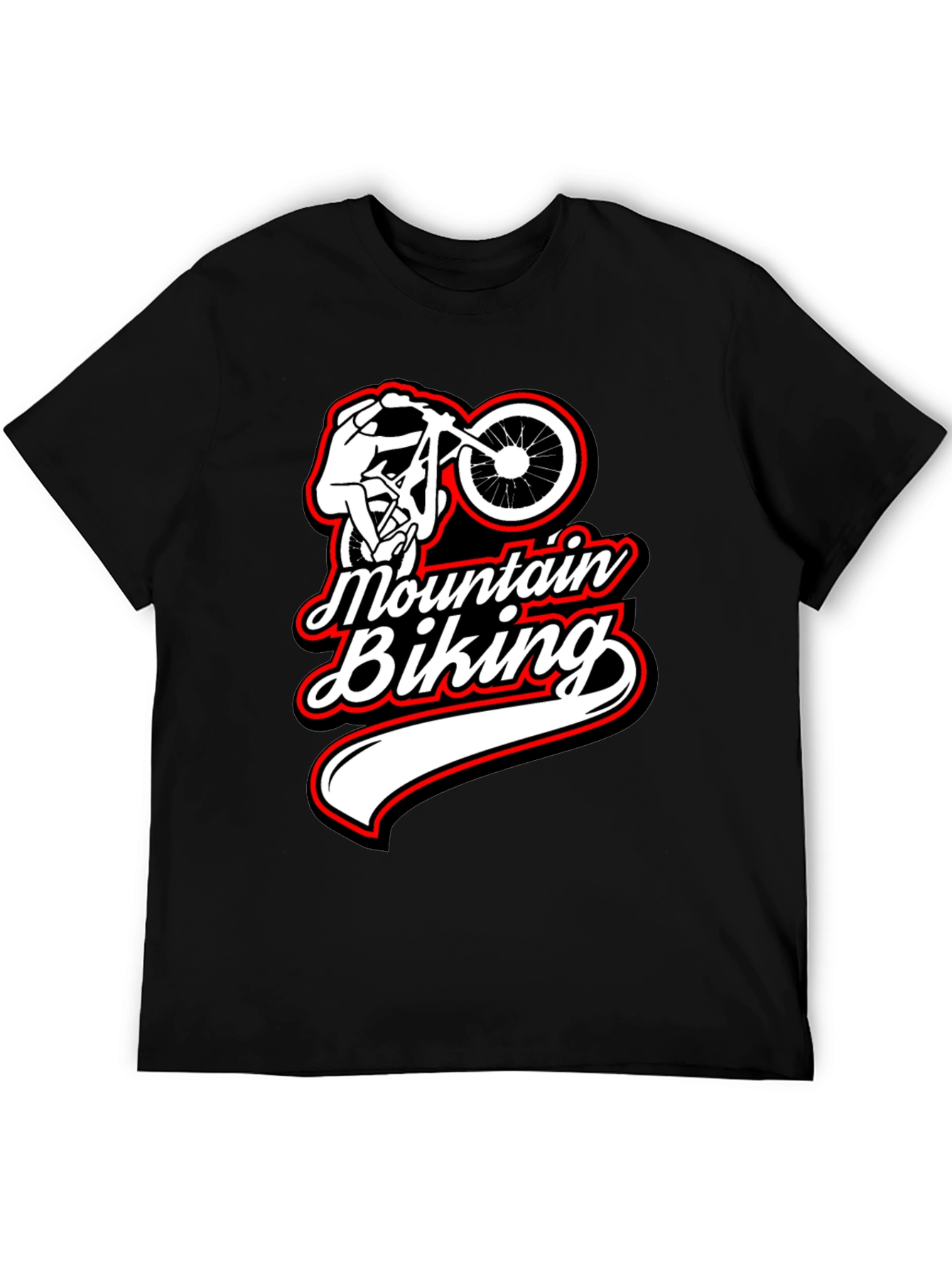 Mountain Biking Graphic Tee Black Casual Shirt