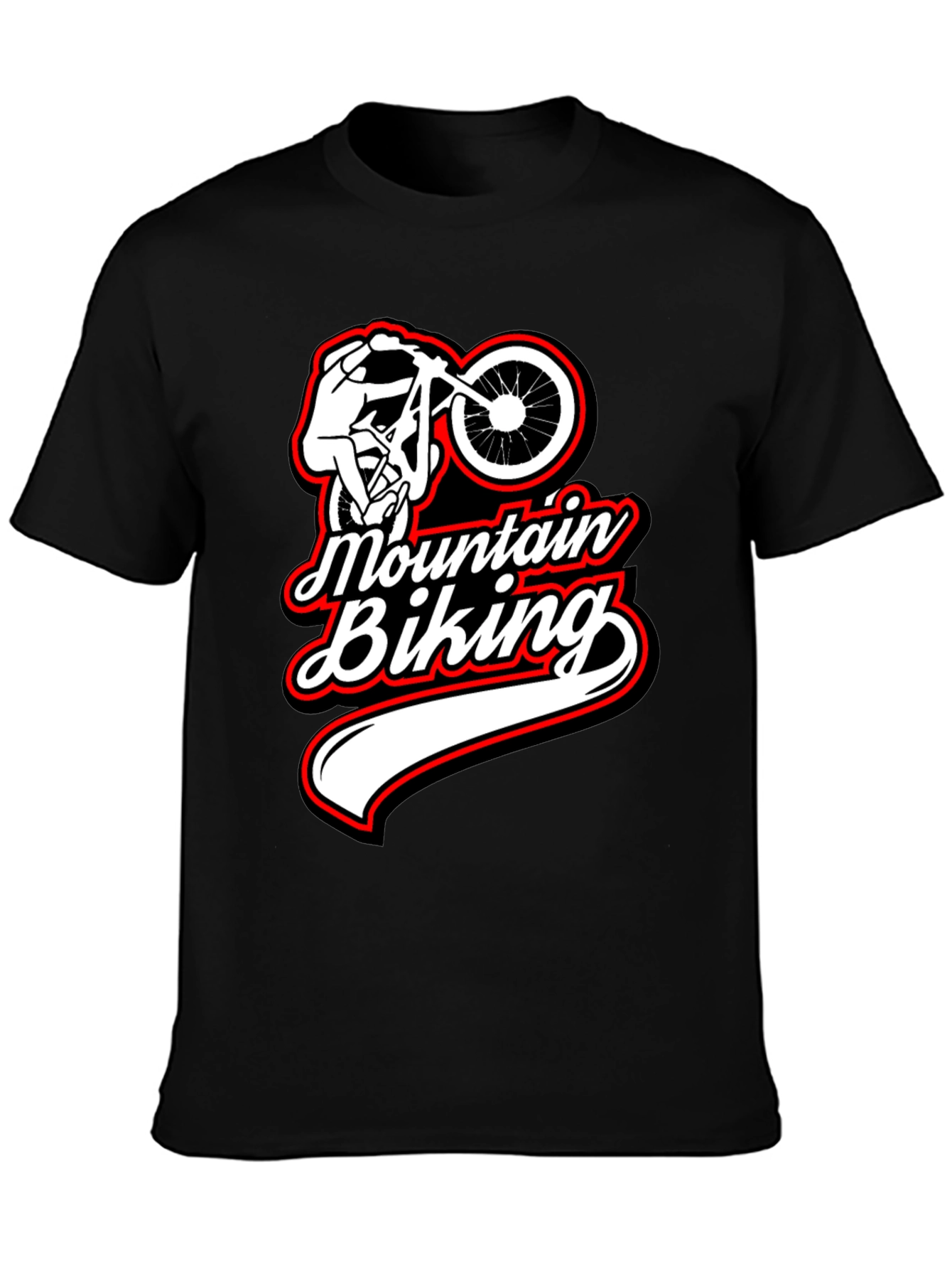Mountain Biking Graphic Tee Black Casual Shirt