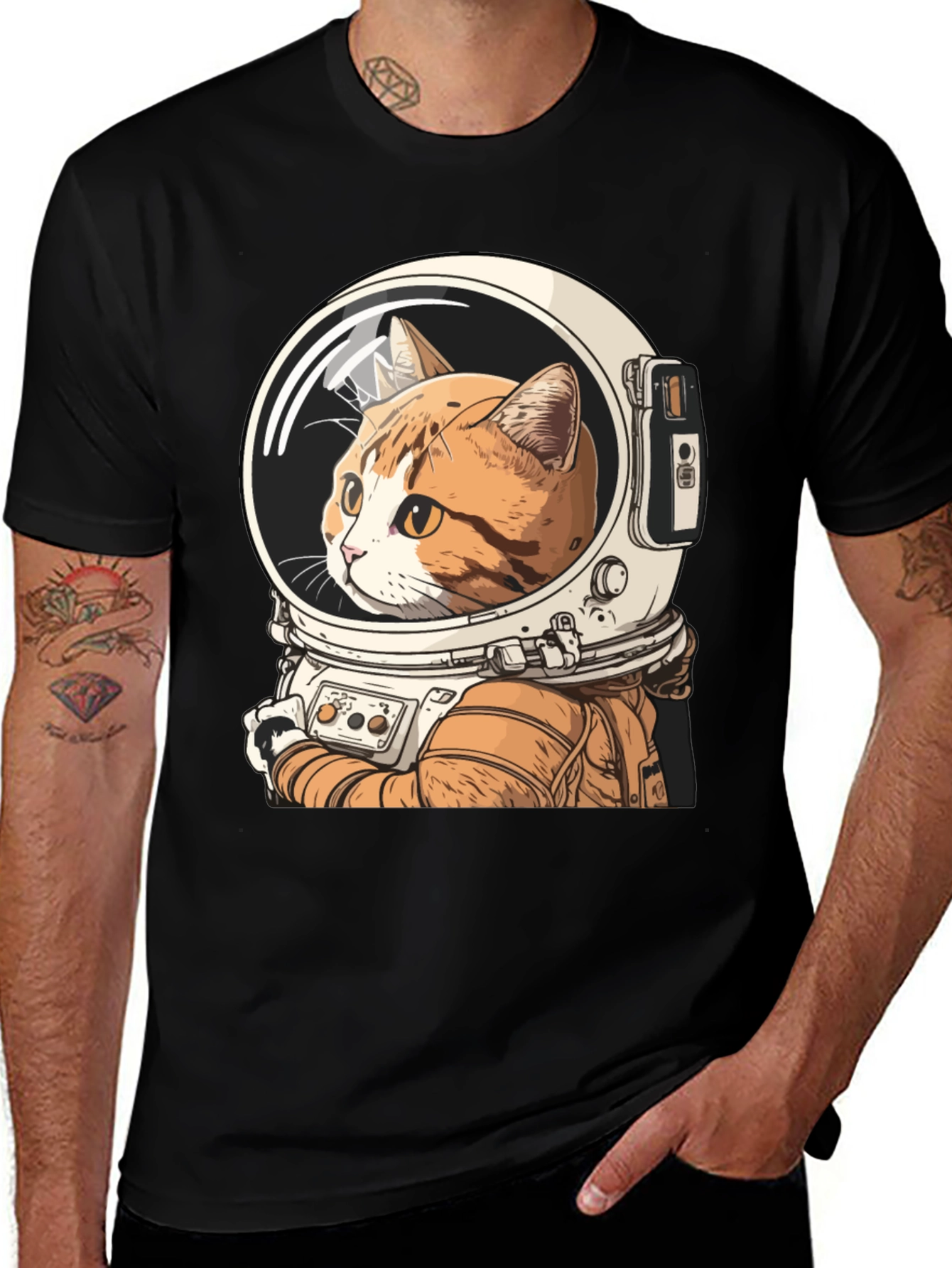 Cat Astronaut Graphic T-Shirt