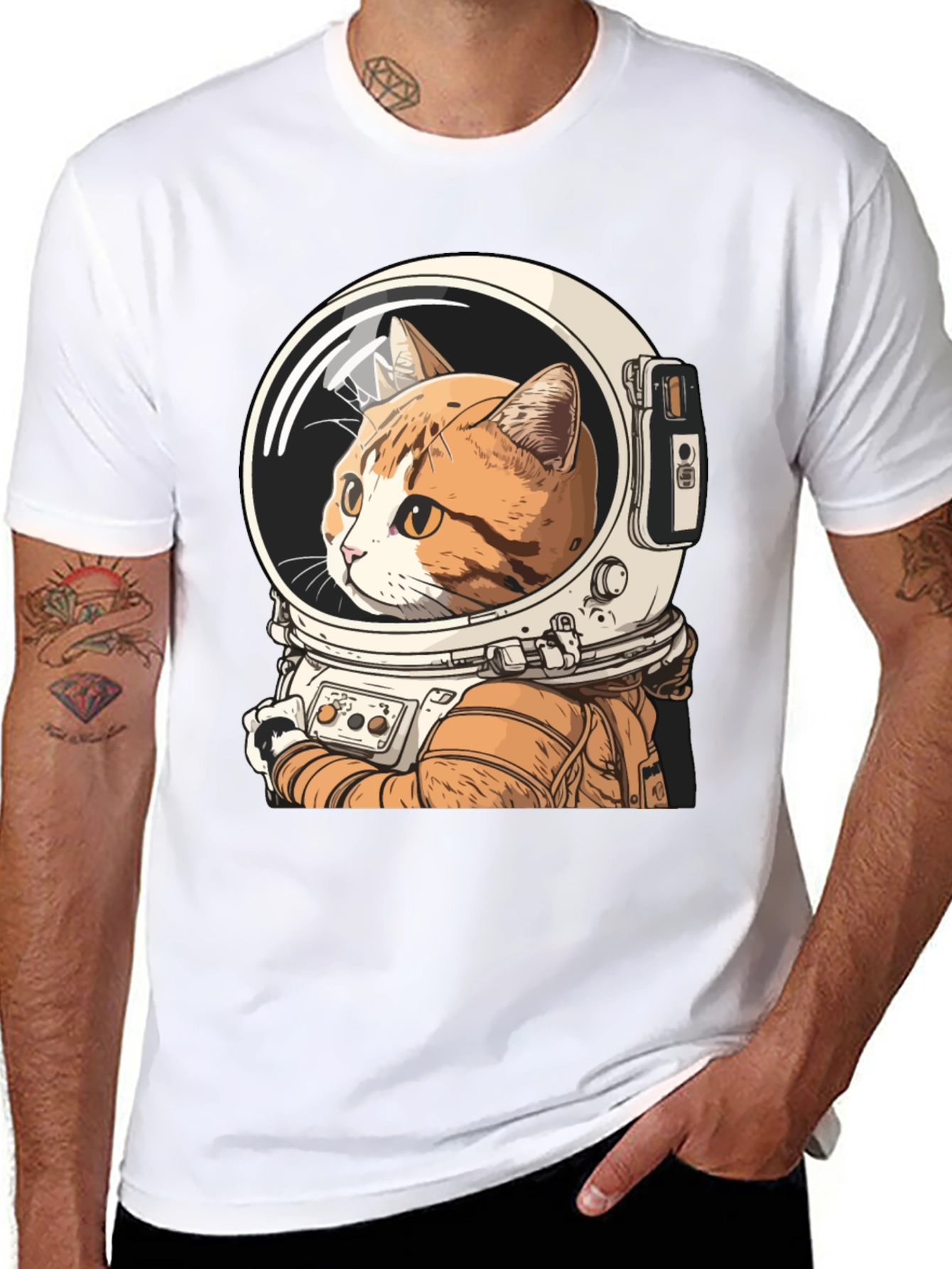 Cat Astronaut Graphic T-Shirt