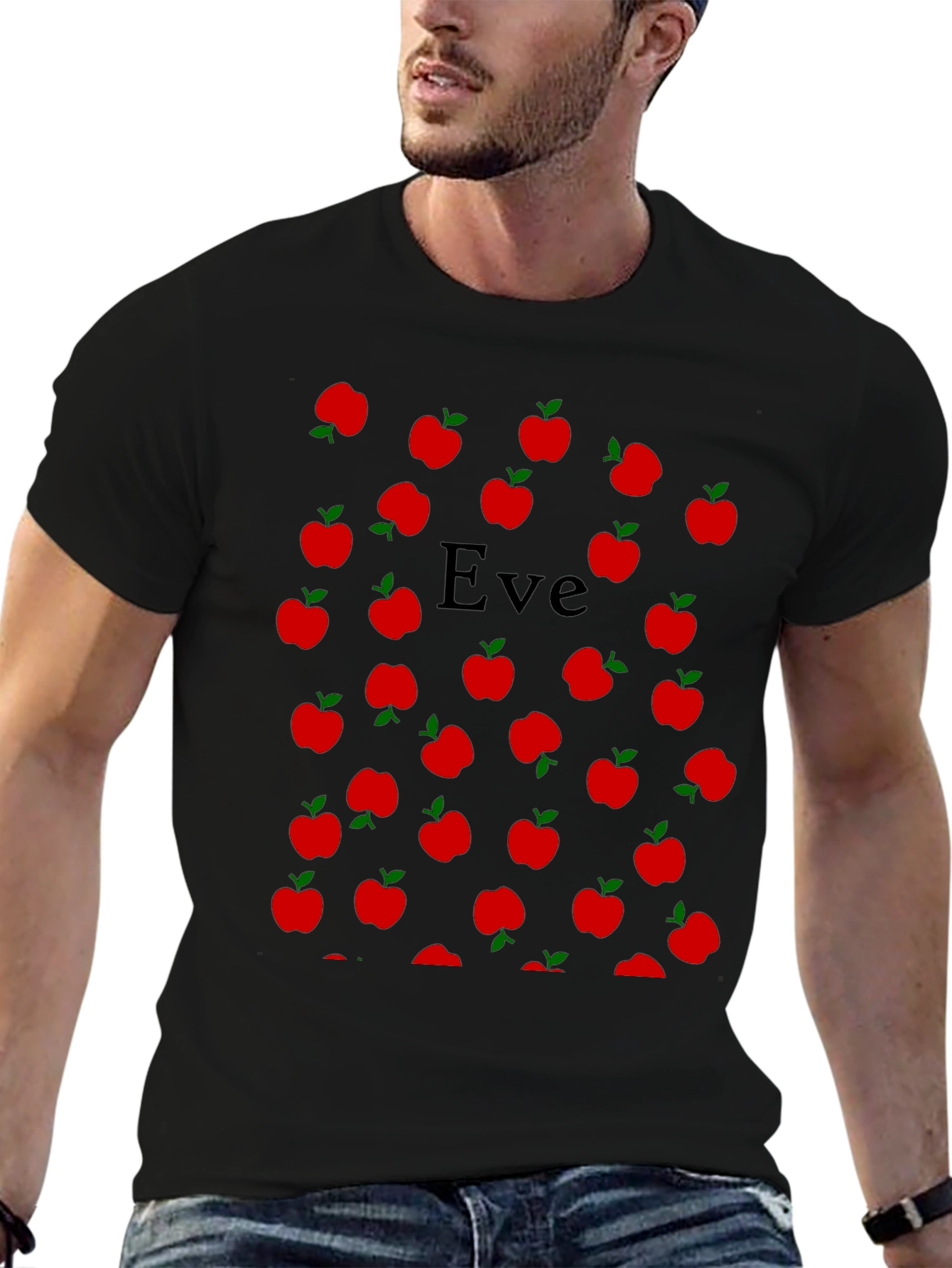 Eve Apple Pattern T-Shirt - Black