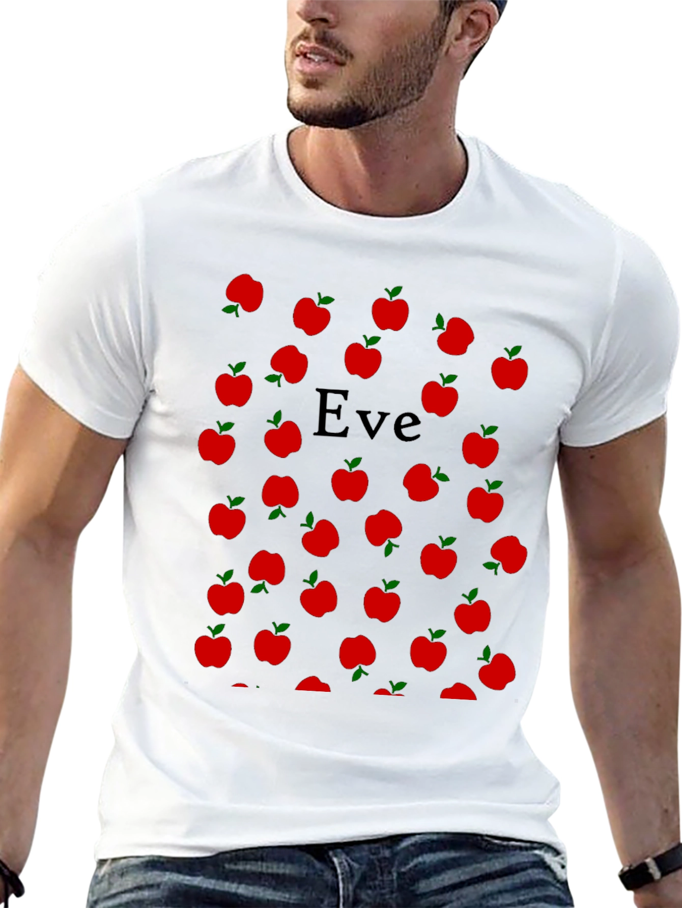 Eve Apple Pattern T-Shirt - Black