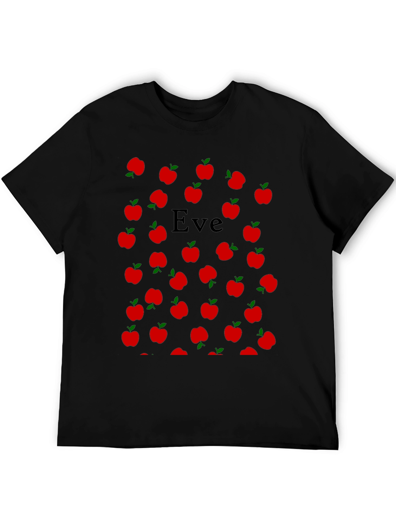 Eve Apple Pattern T-Shirt - Black