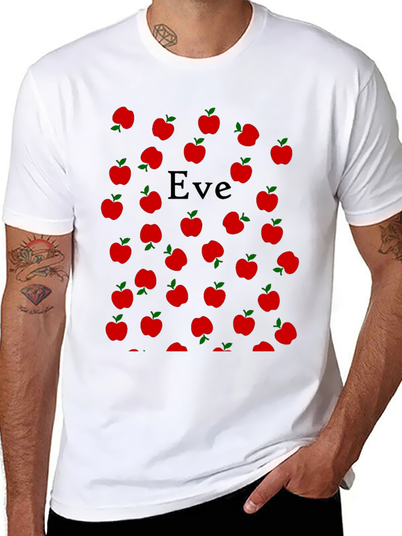 Eve Apple Pattern T-Shirt - Black
