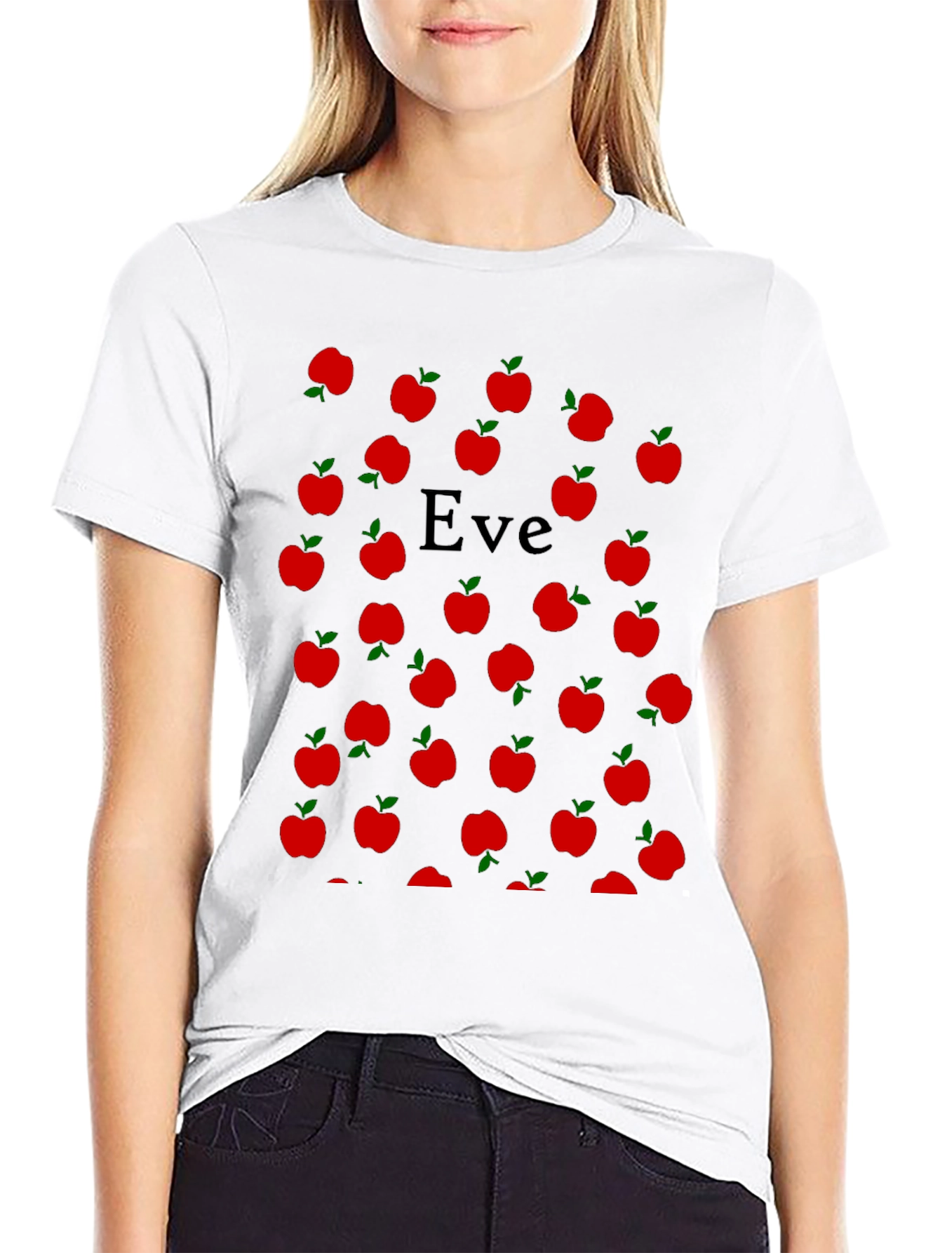 Eve Apple Pattern T-Shirt - Black
