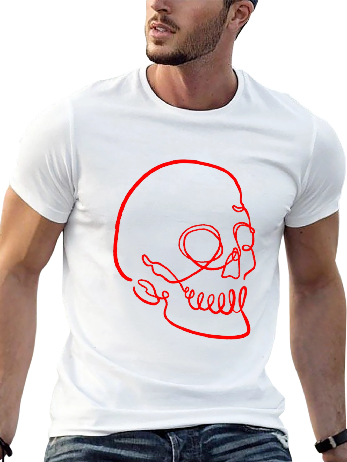 Abstract Skull Graphic Tee - Modern Mens Black T-Shirt