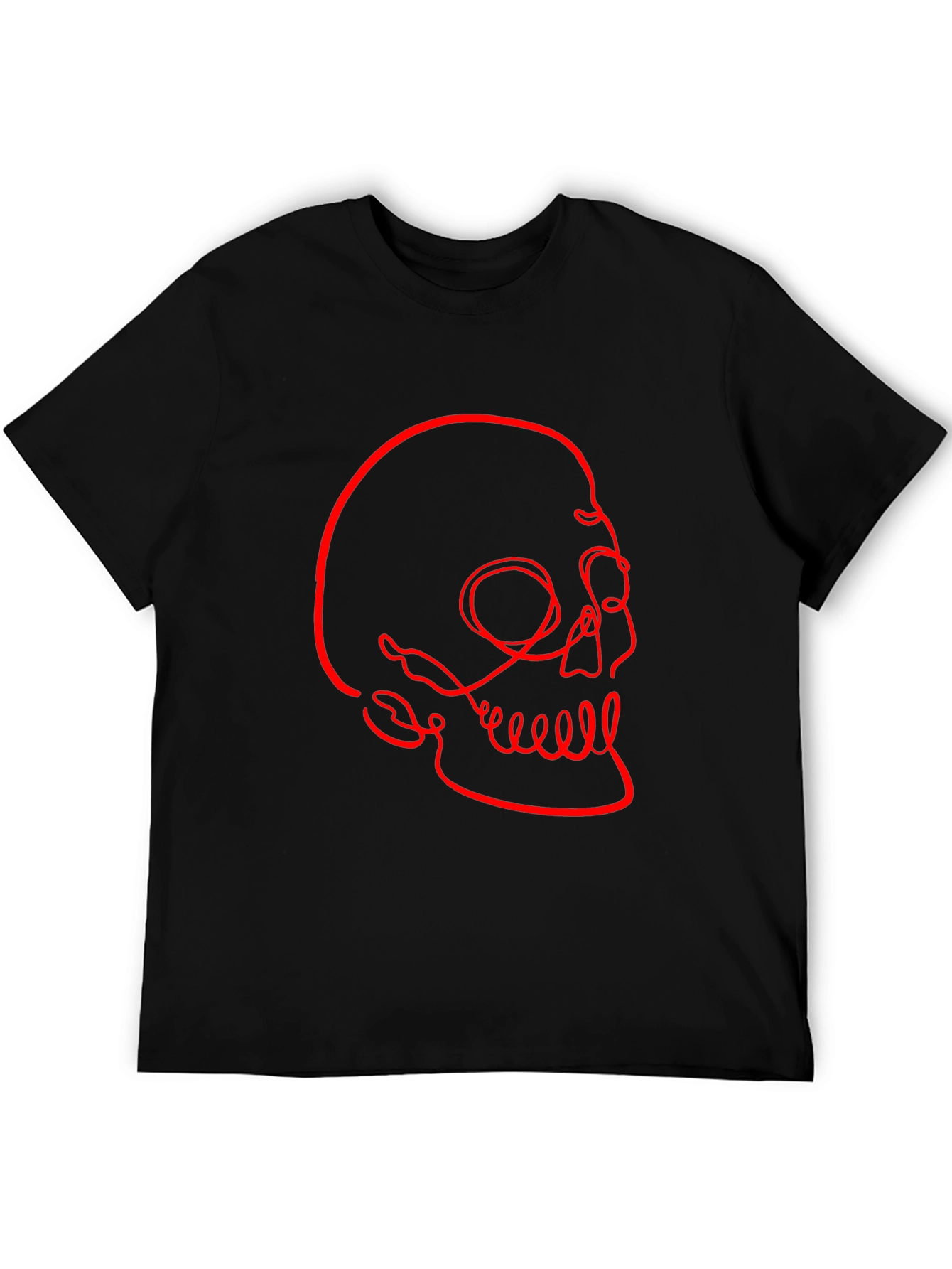 Abstract Skull Graphic Tee - Modern Mens Black T-Shirt