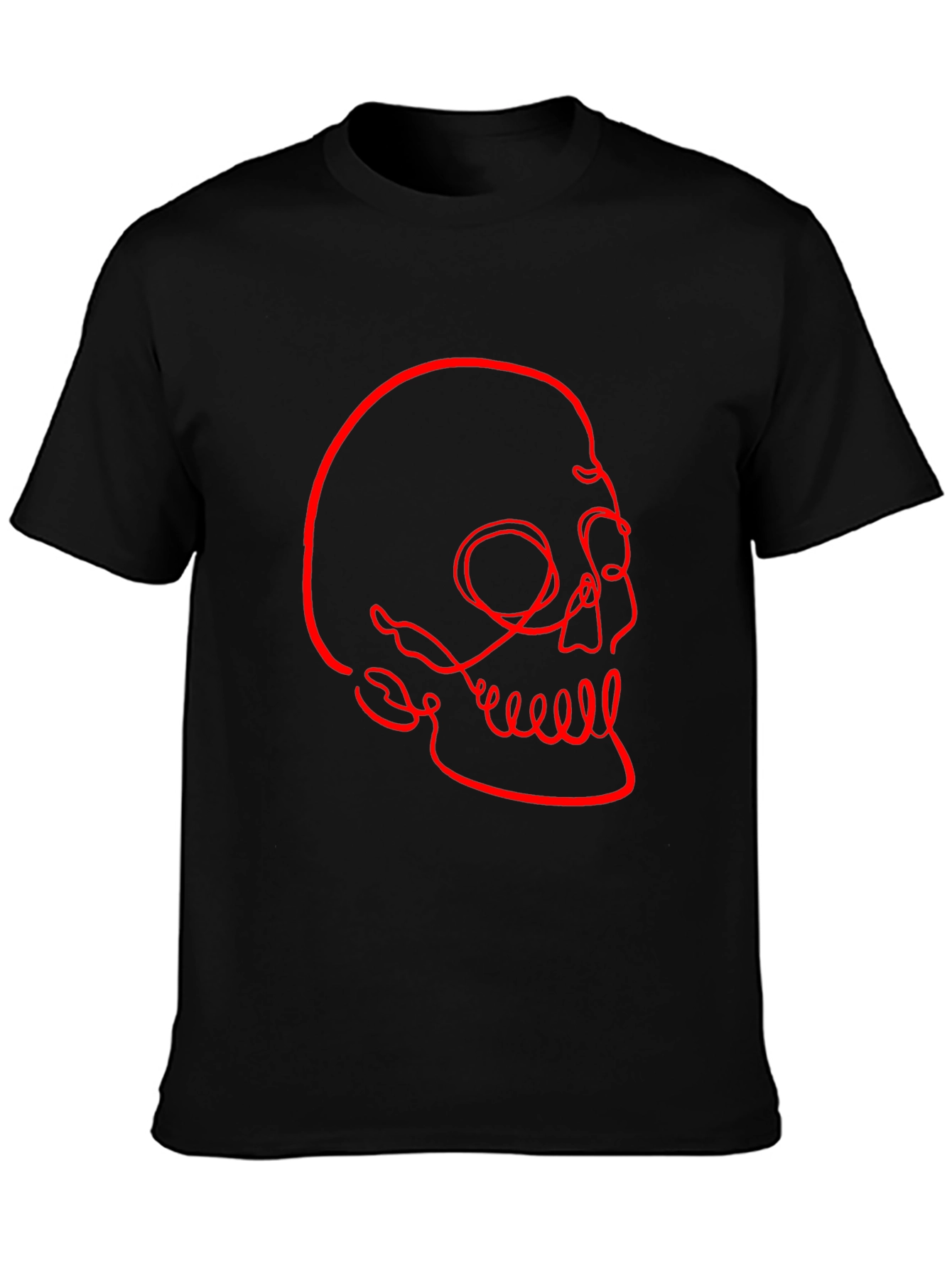 Abstract Skull Graphic Tee - Modern Mens Black T-Shirt
