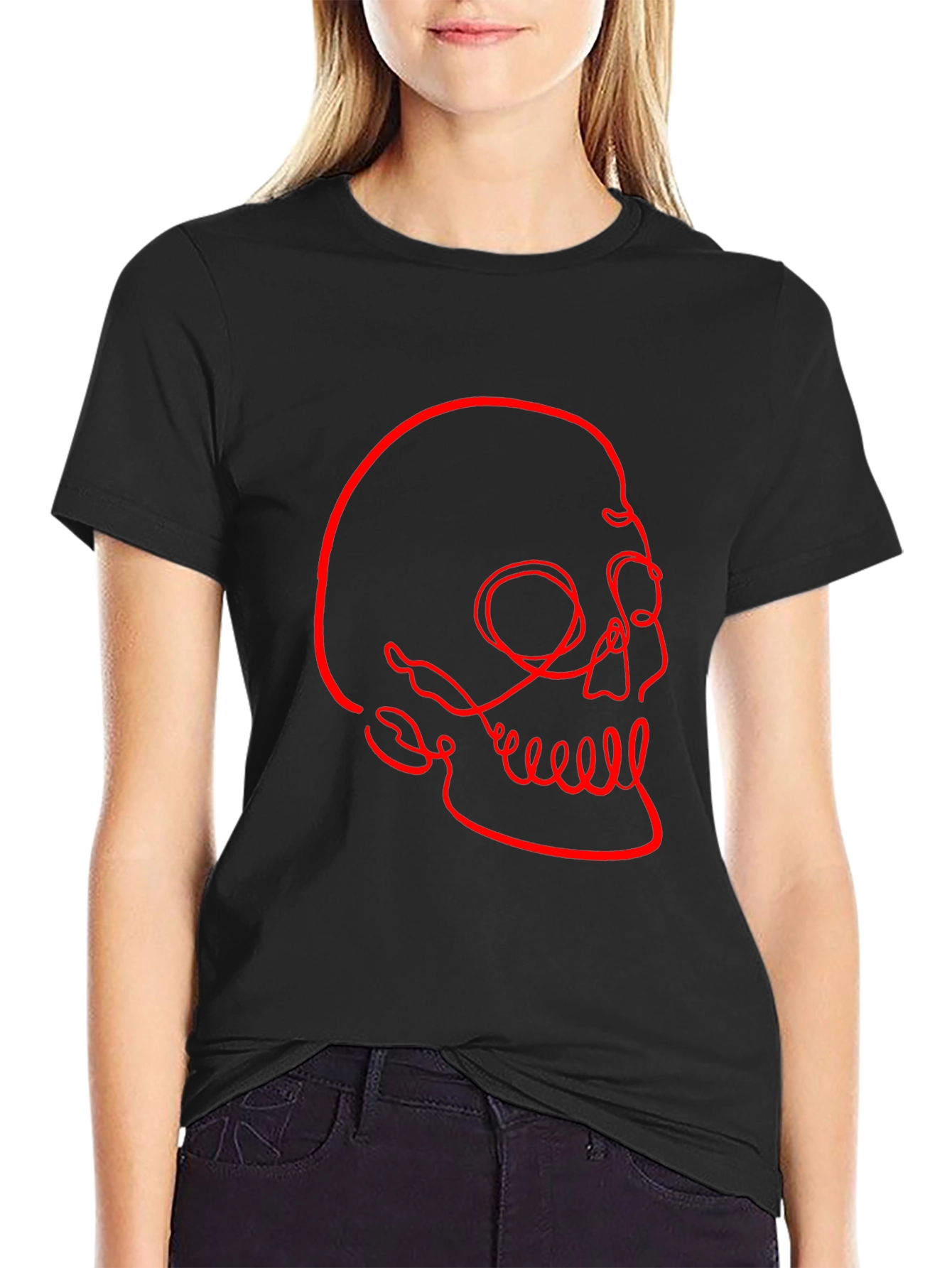Abstract Skull Graphic Tee - Modern Mens Black T-Shirt