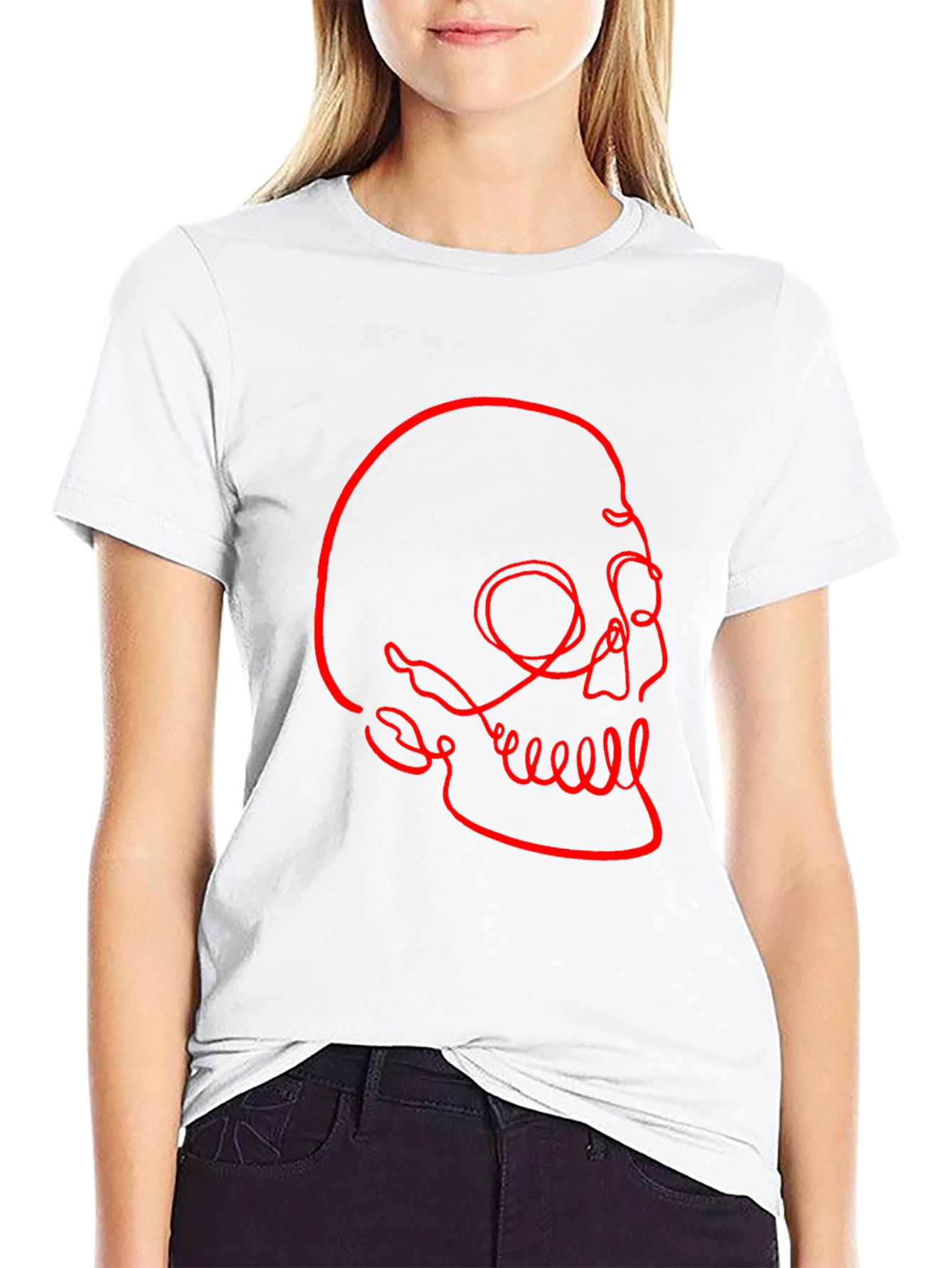 Abstract Skull Graphic Tee - Modern Mens Black T-Shirt