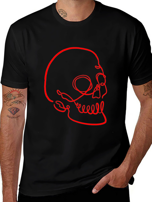 Abstract Skull Graphic Tee - Modern Mens Black T-Shirt