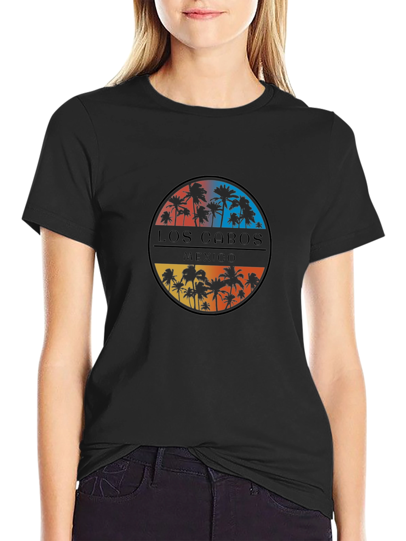 Los Cabos Mexico Palm Tree Black T-Shirt