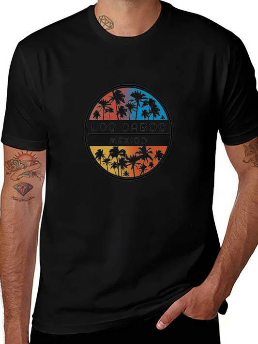 Los Cabos Mexico Palm Tree Black T-Shirt