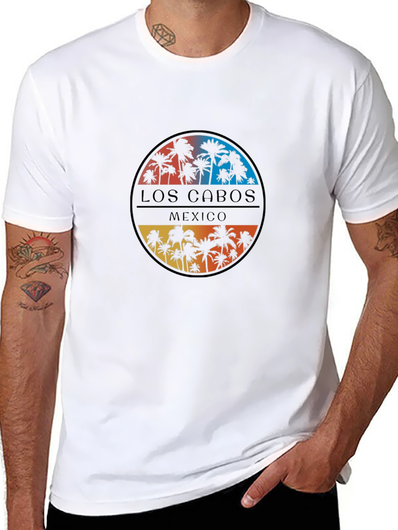 Los Cabos Mexico Palm Tree Black T-Shirt