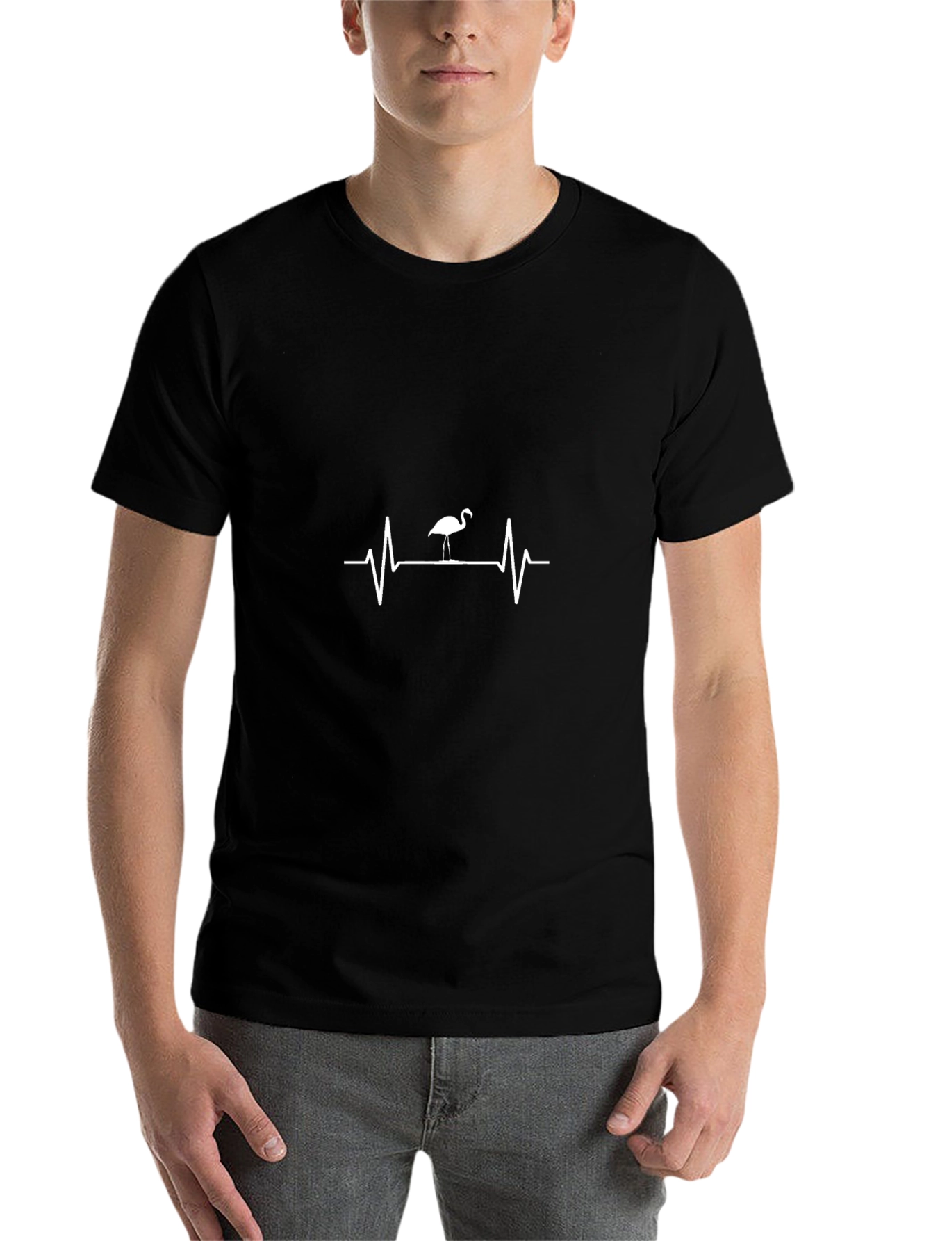 Flamingo Heartbeat Black T-Shirt