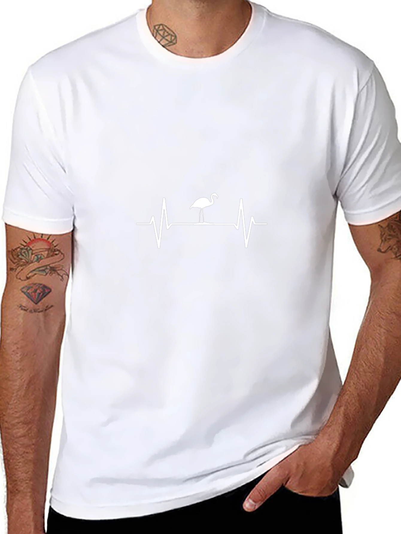 Flamingo Heartbeat Black T-Shirt