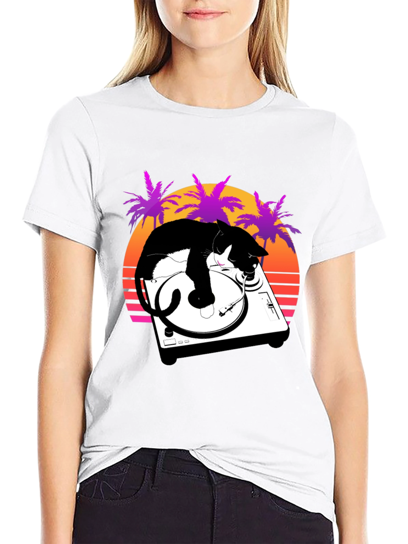 Cool Cat DJ Graphic T-Shirt