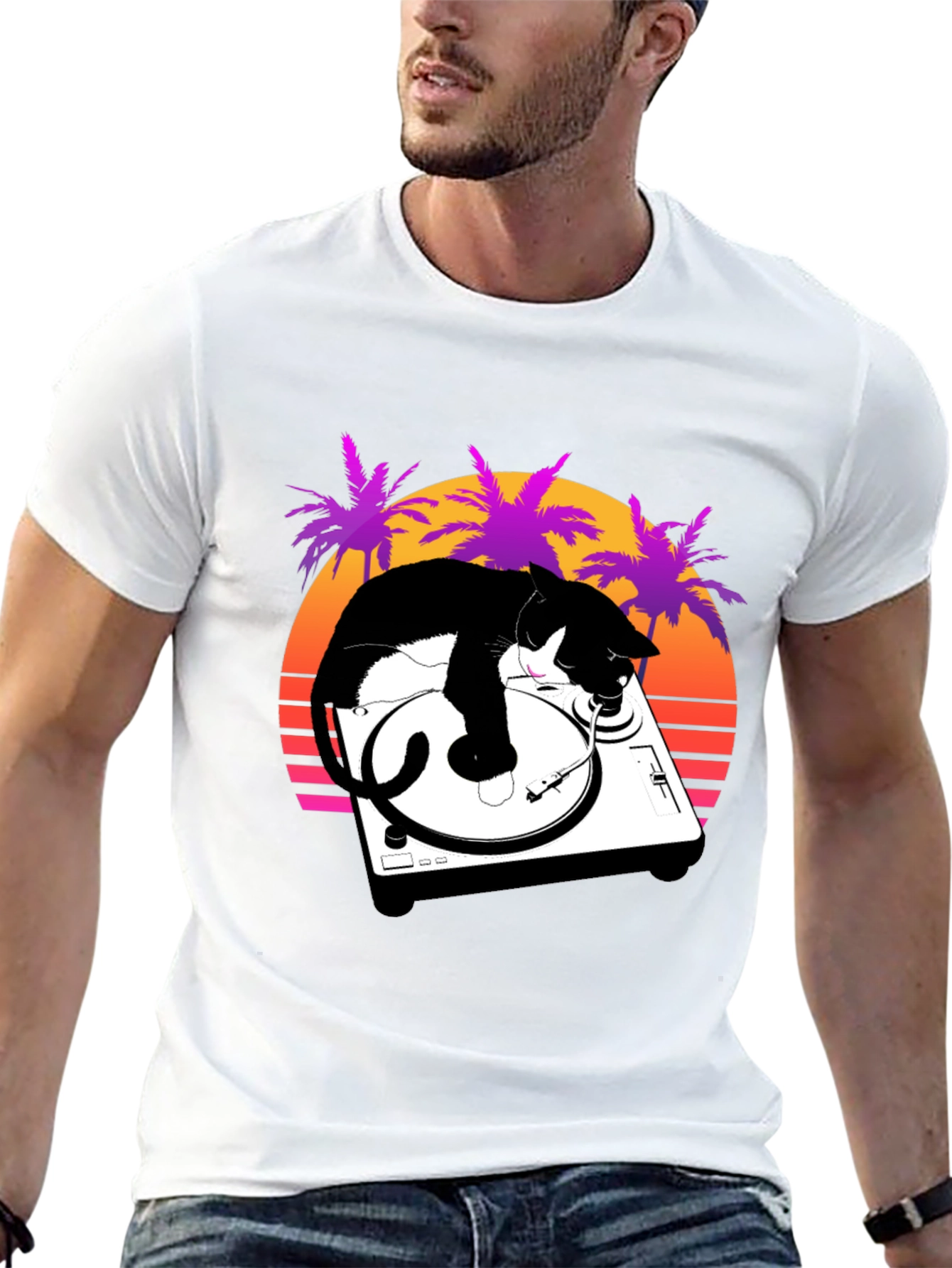 Cool Cat DJ Graphic T-Shirt