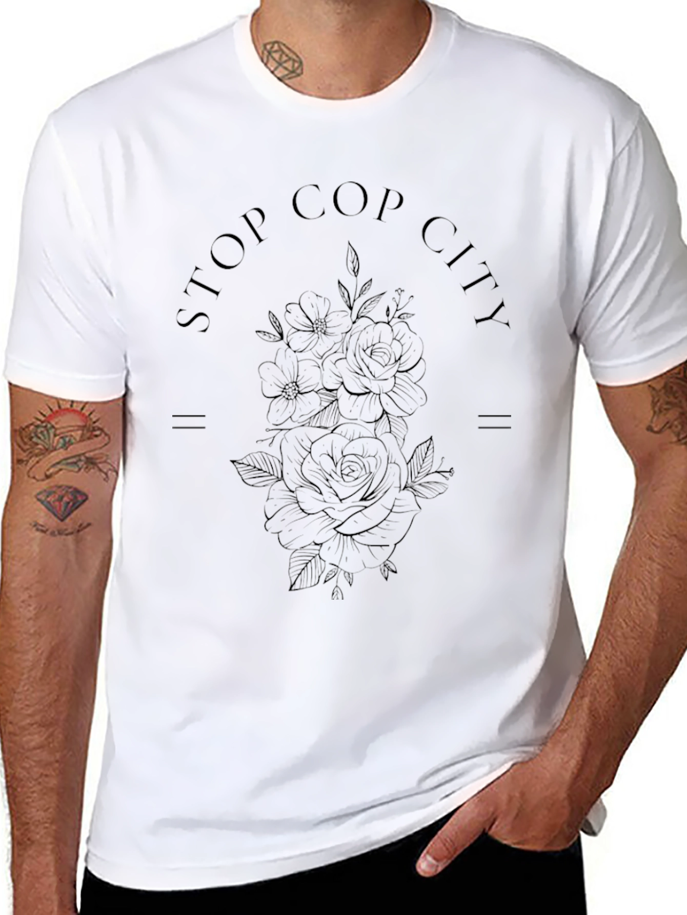 Stop Cop City Floral Graphic T-Shirt
