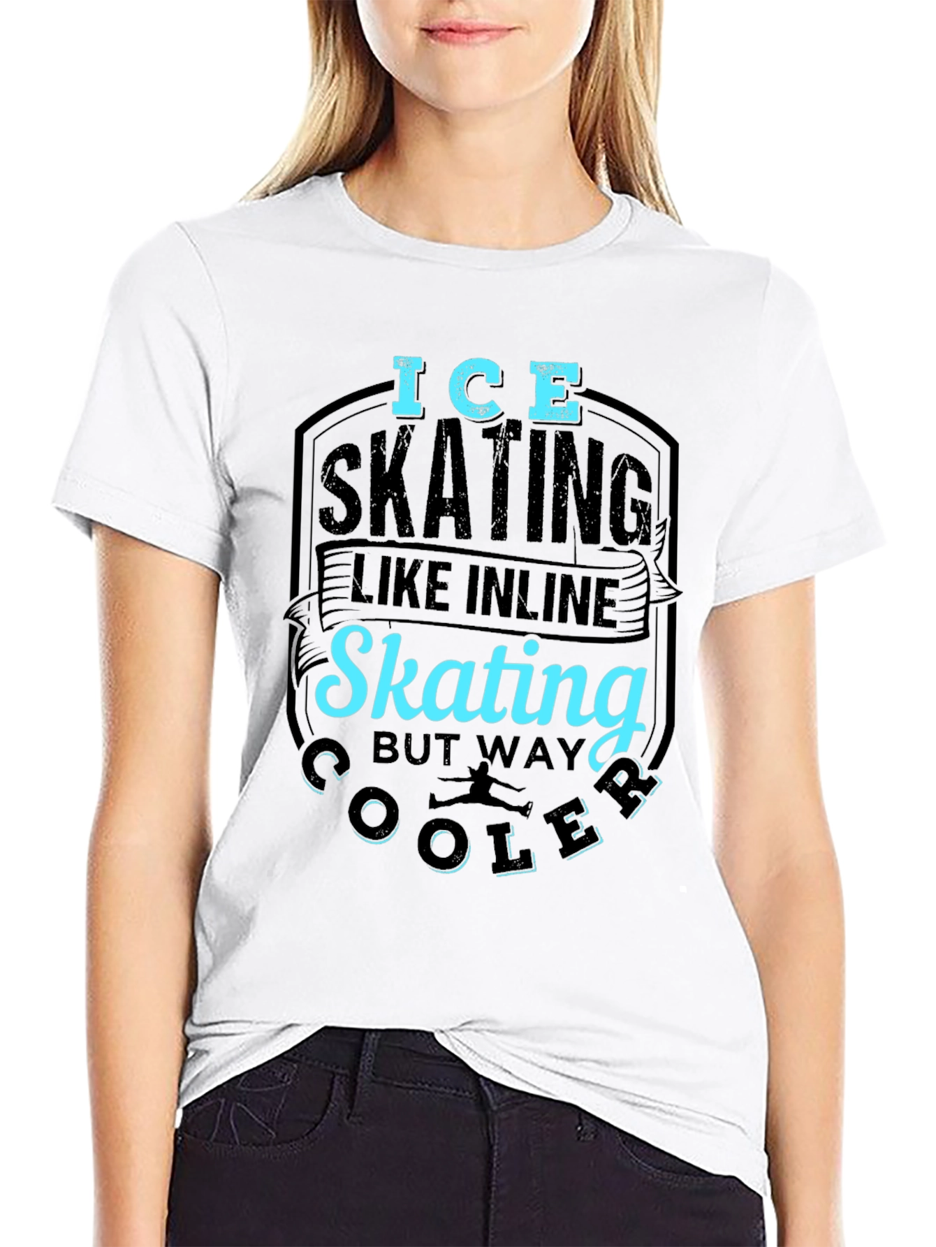 Ice Skating Cooler Than Inline Skate Black T-Shirt