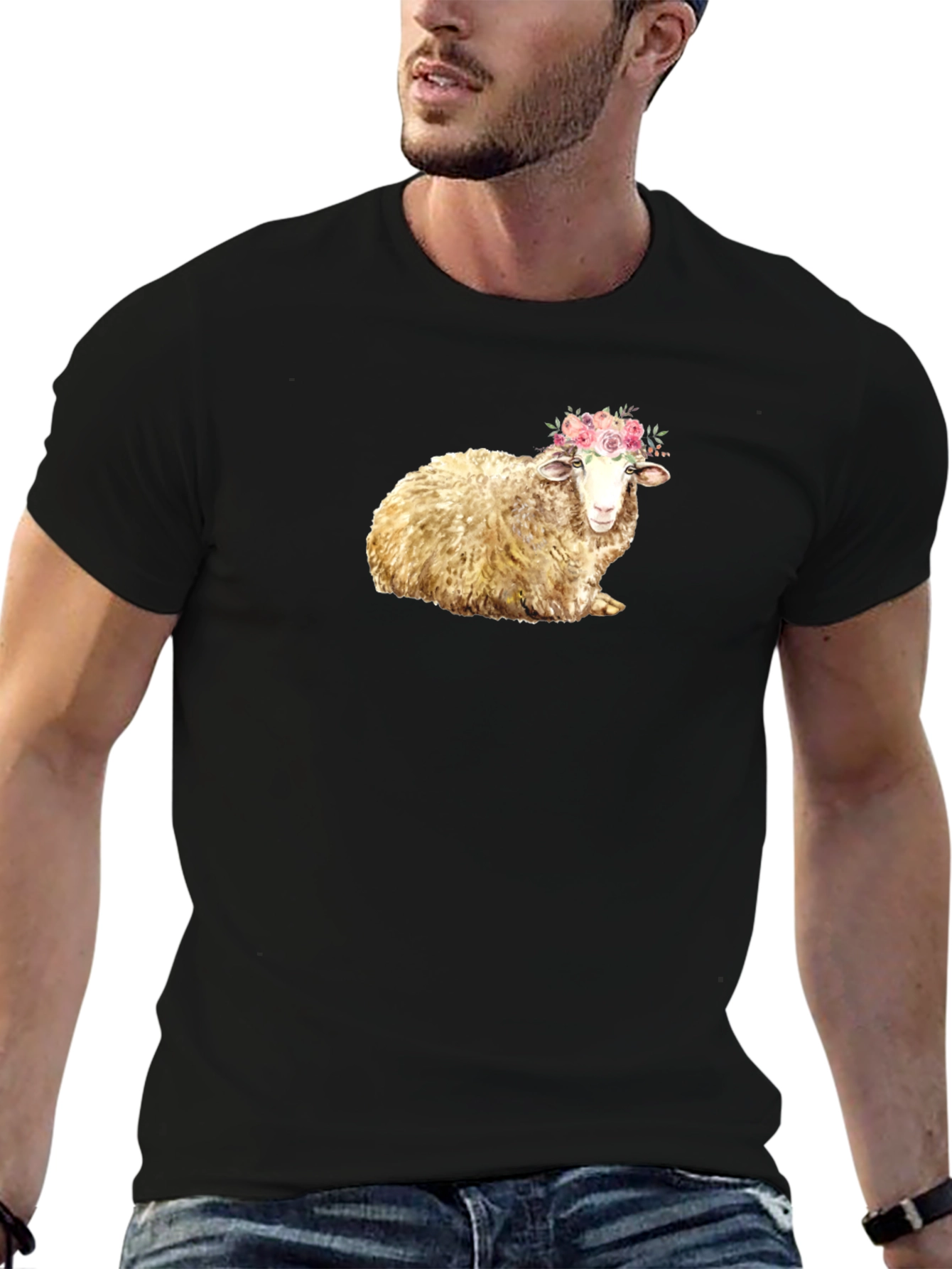Floral Crown Sheep Graphic Tee