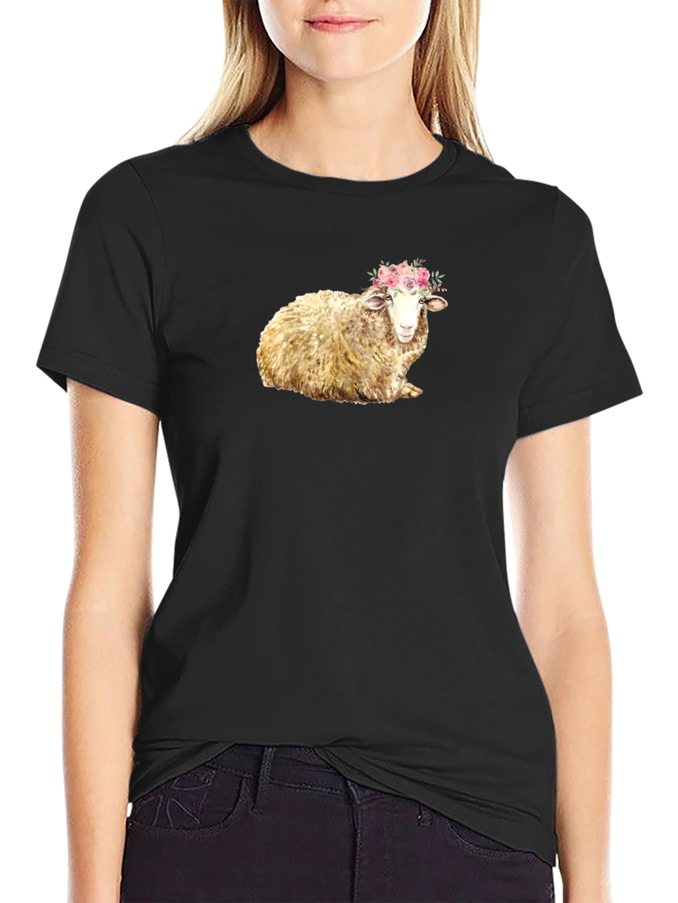 Floral Crown Sheep Graphic Tee