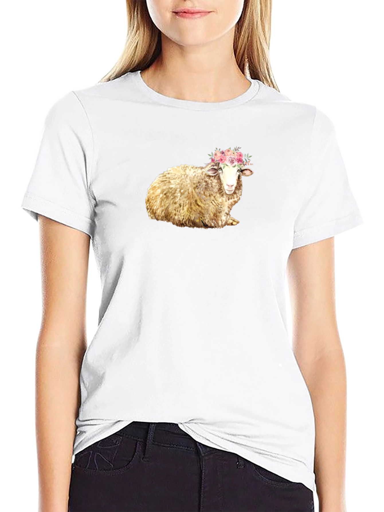 Floral Crown Sheep Graphic Tee