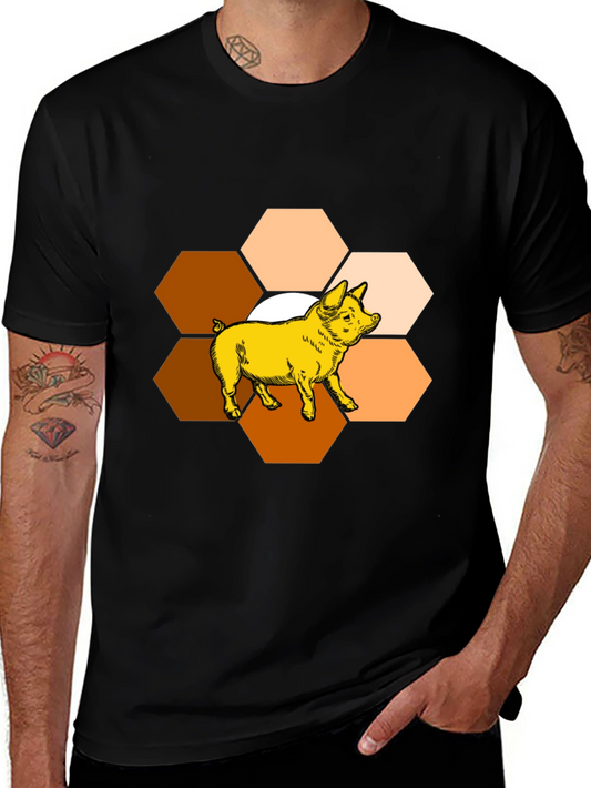 Honeycomb Pig Graphic Tee - Unique Design