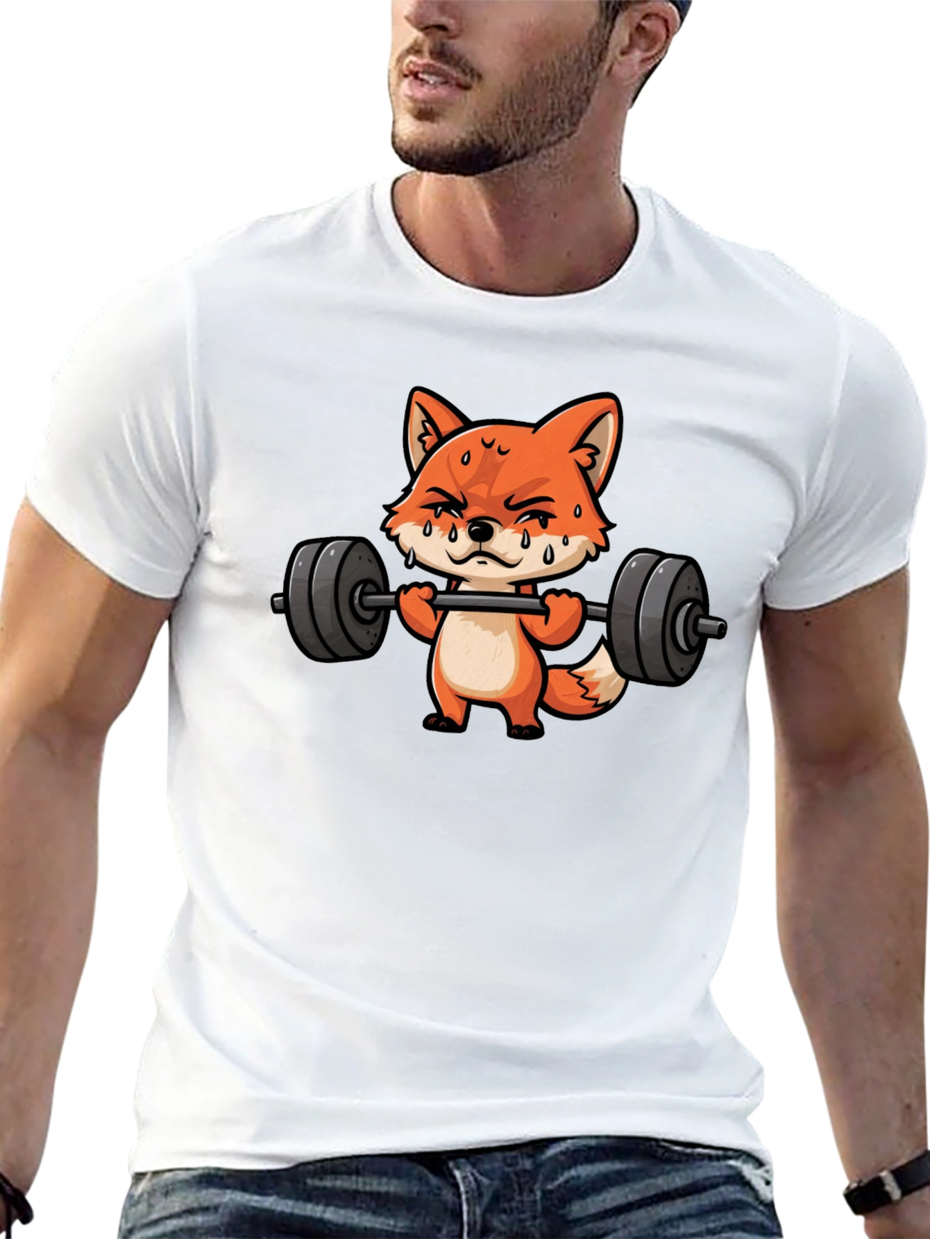 Fox Lifting Weights Black T-Shirt