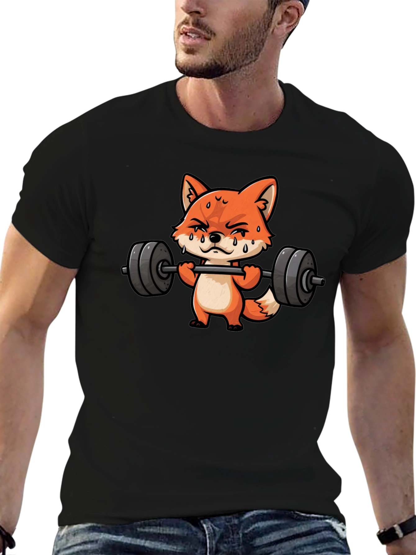 Fox Lifting Weights Black T-Shirt