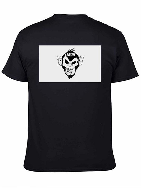 I Rageee Cartoon Monkey Graphic T-Shirt - Black