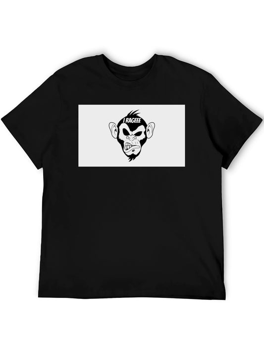 I Rageee Cartoon Monkey Graphic T-Shirt - Black
