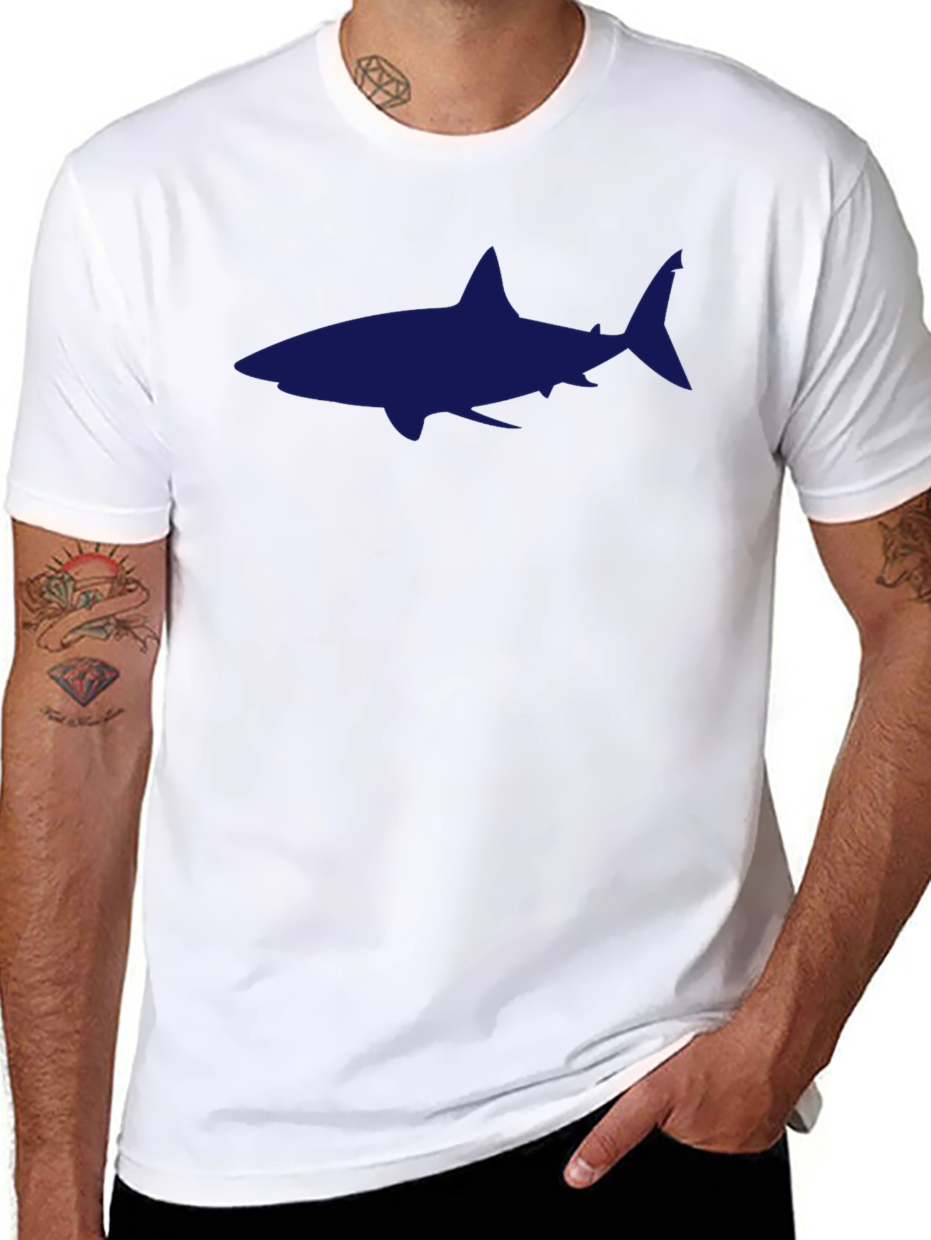 Mens Black T-Shirt with Shark Graphic