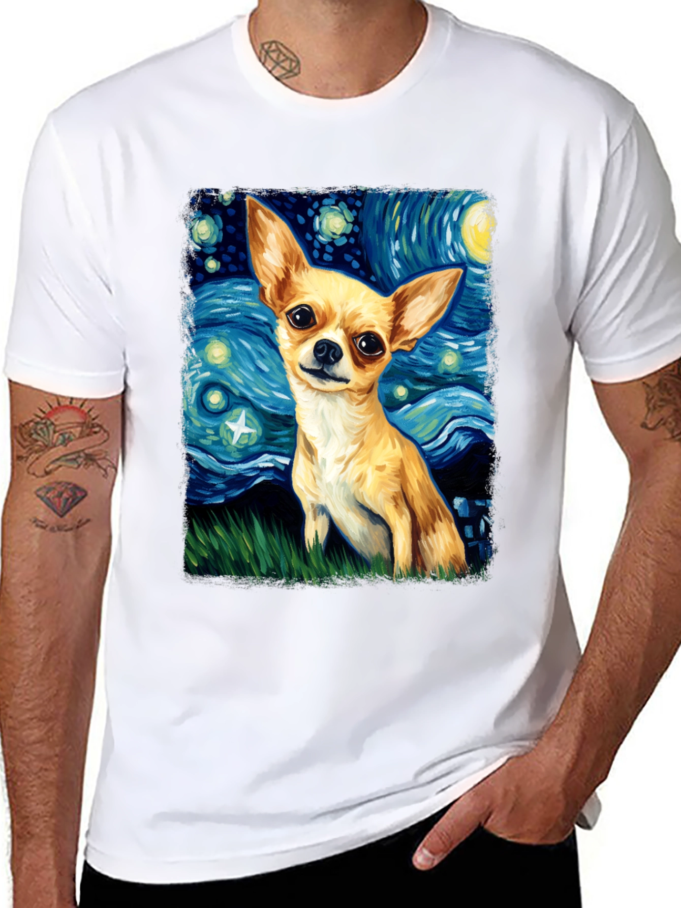 Starry Chihuahua T-Shirt - Artistic Dog Lover Tee