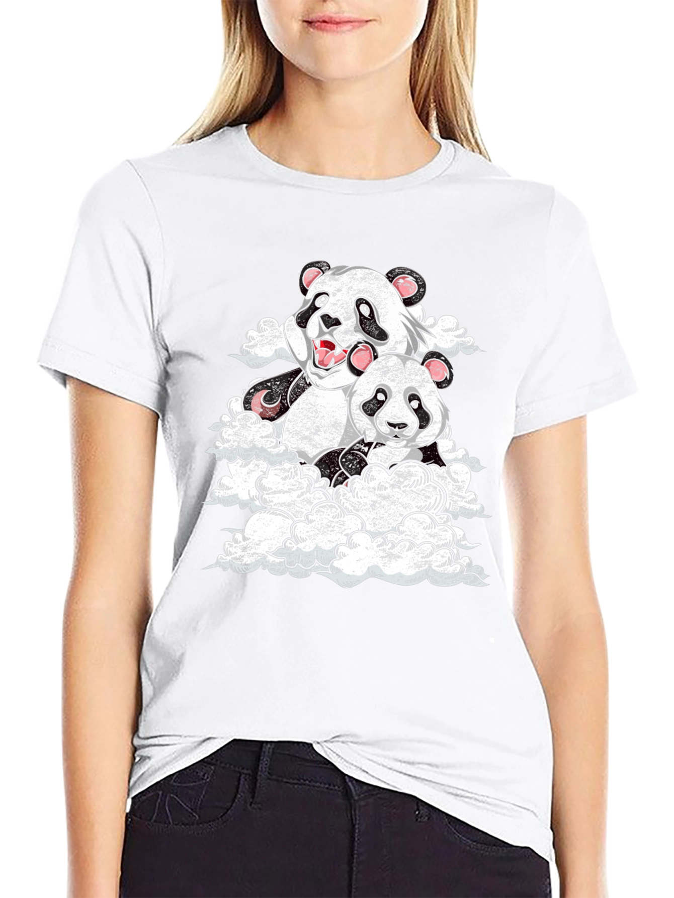 Panda Cloud Black T-Shirt