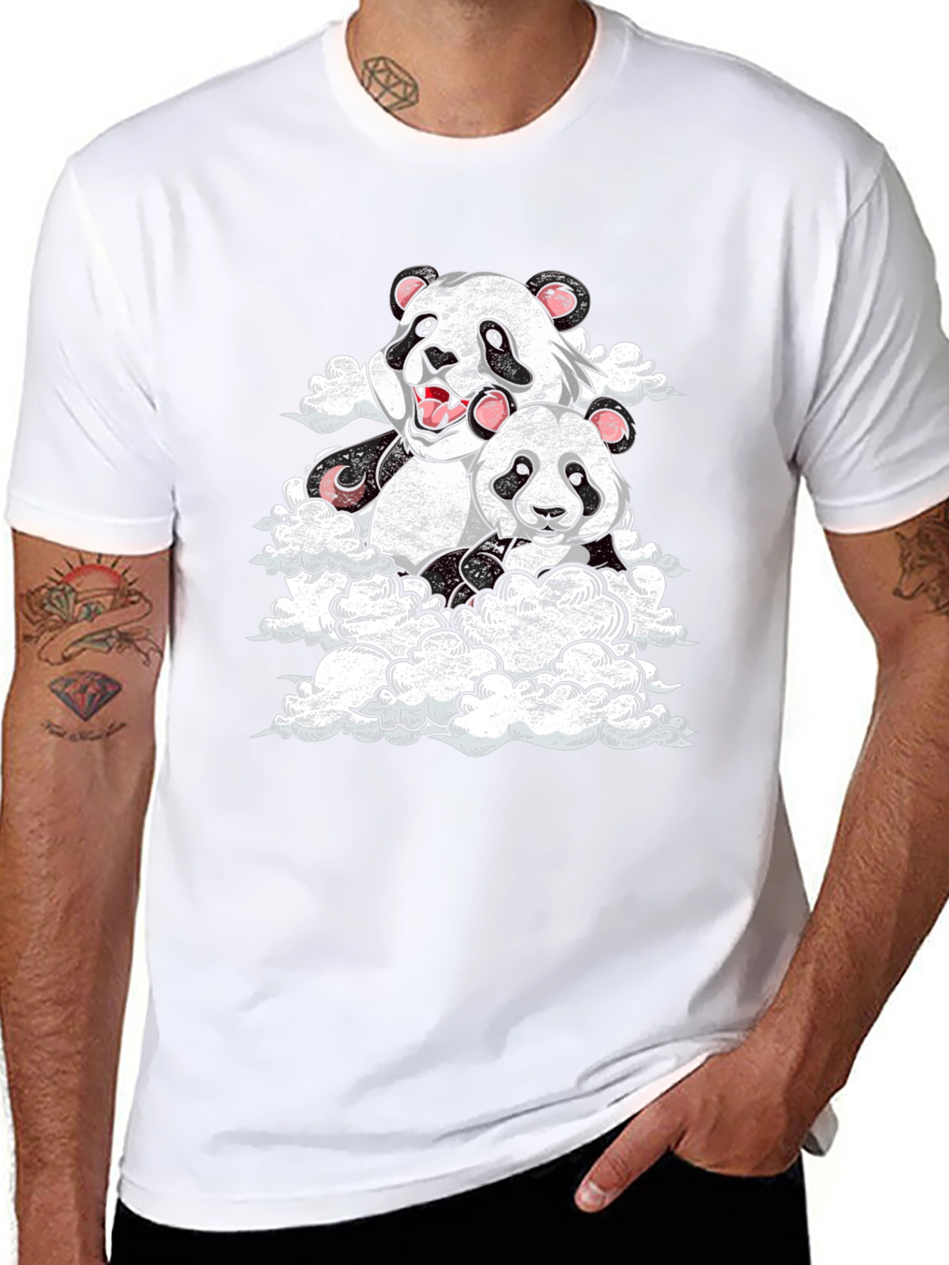 Panda Cloud Black T-Shirt