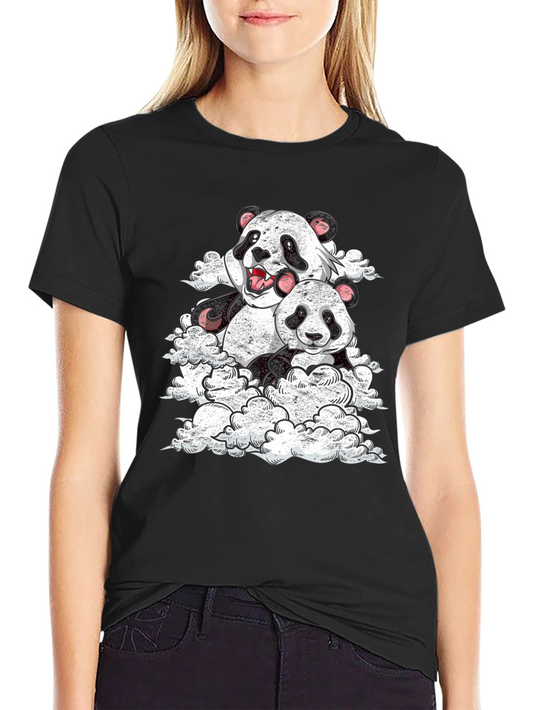 Panda Cloud Black T-Shirt