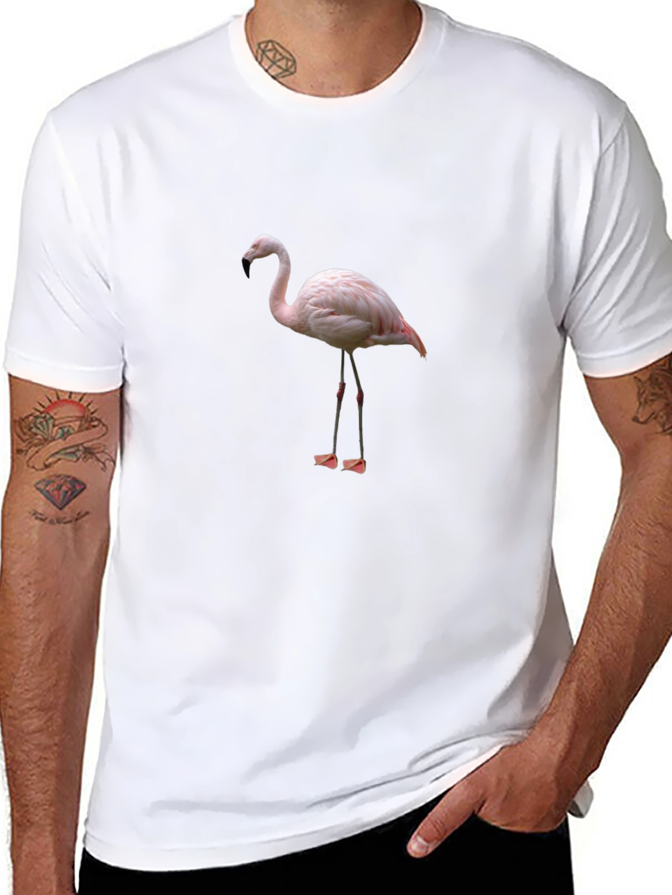 Flamingo Graphic T-Shirt - Black Cotton Blend