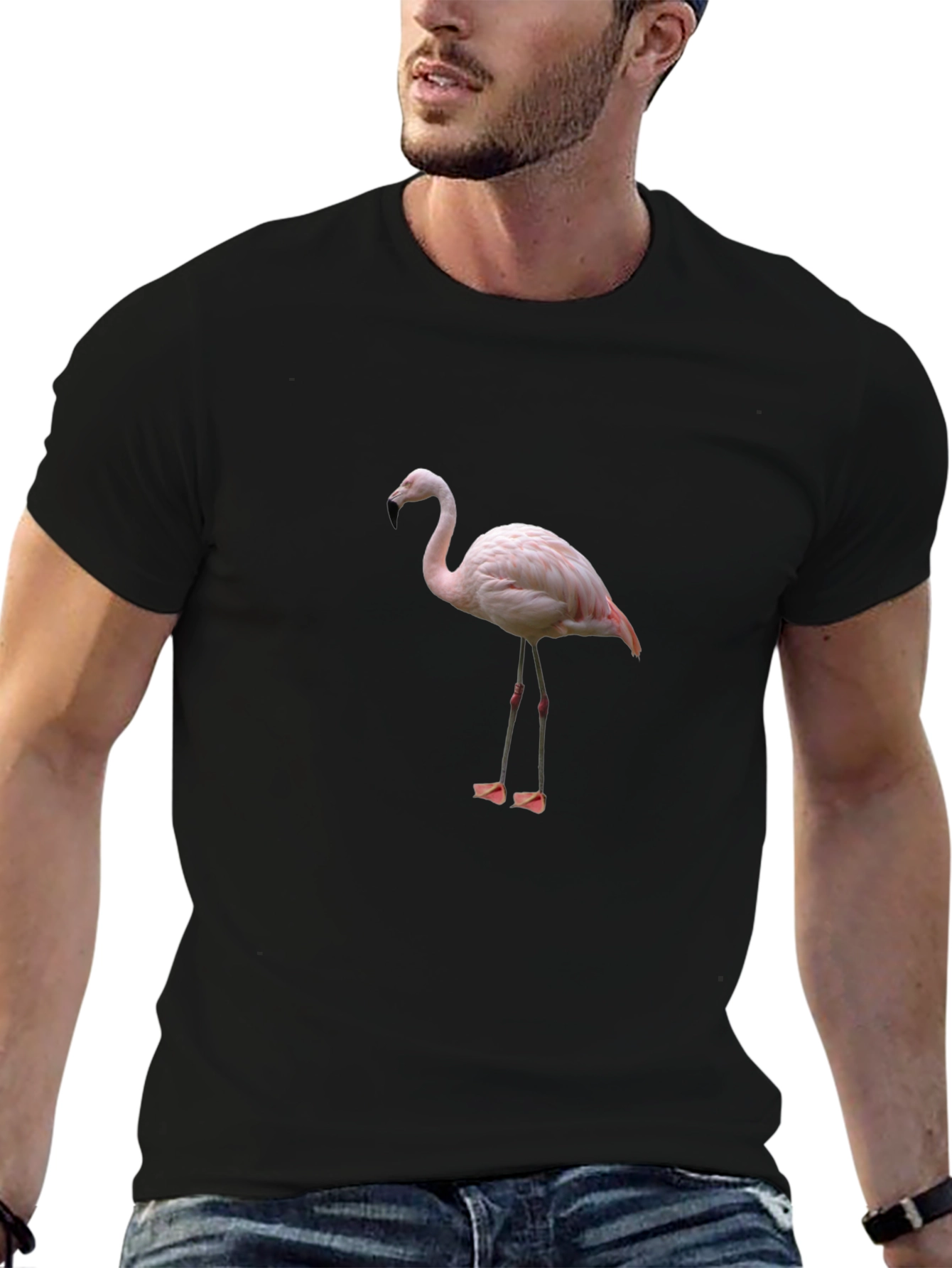 Flamingo Graphic T-Shirt - Black Cotton Blend