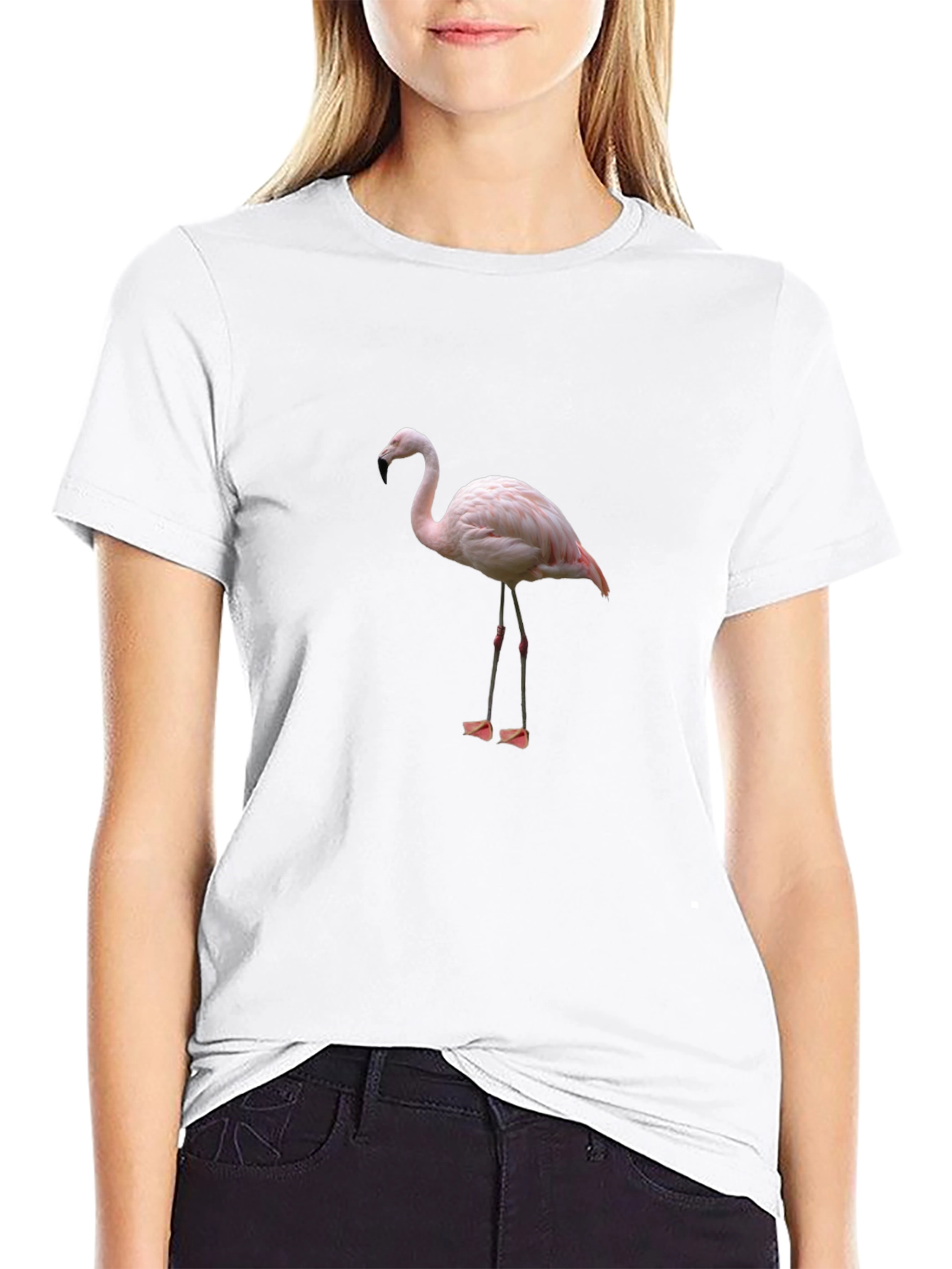 Flamingo Graphic T-Shirt - Black Cotton Blend