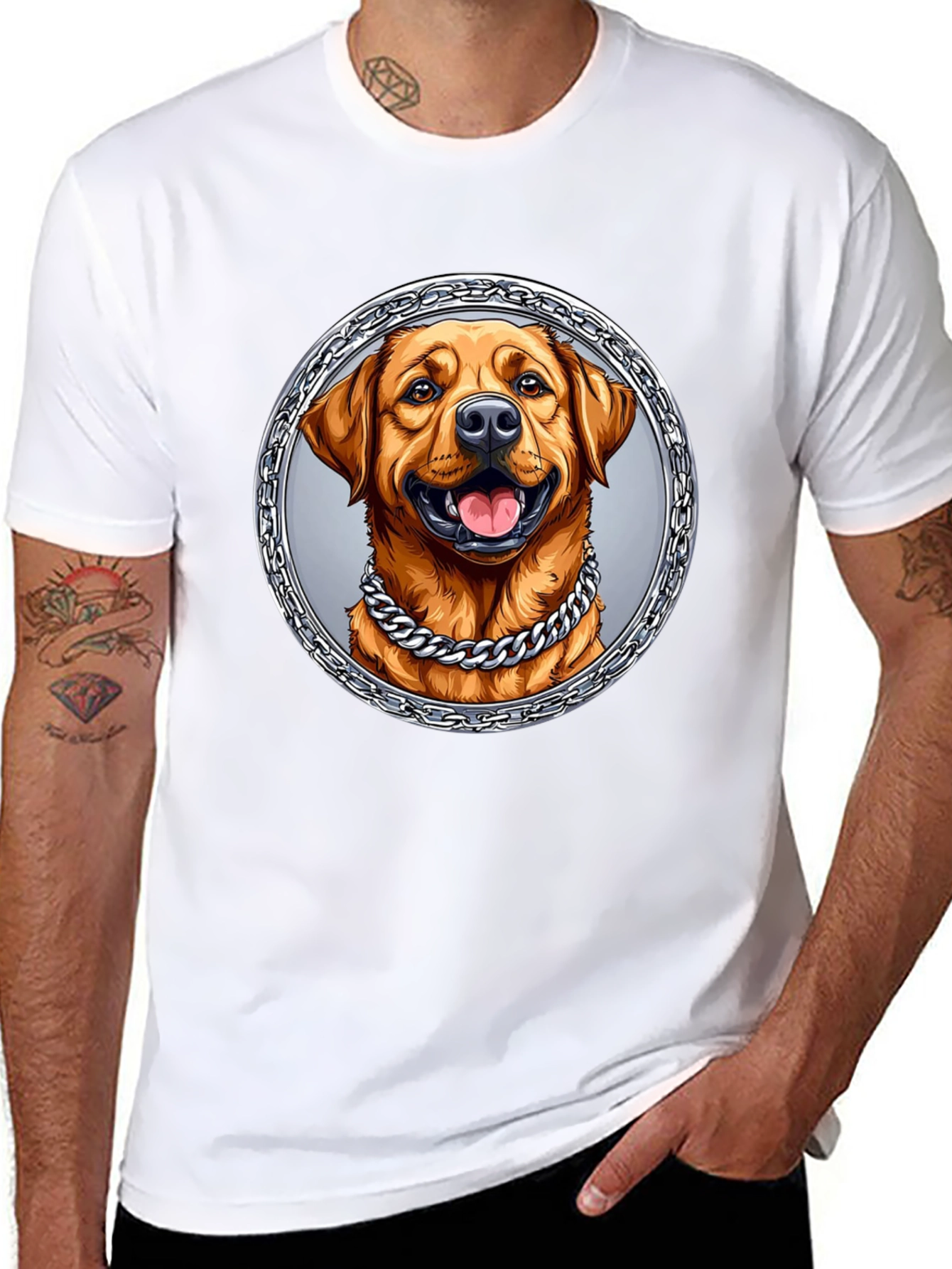 Dog Portrait Graphic Tee - Cool Chain Design