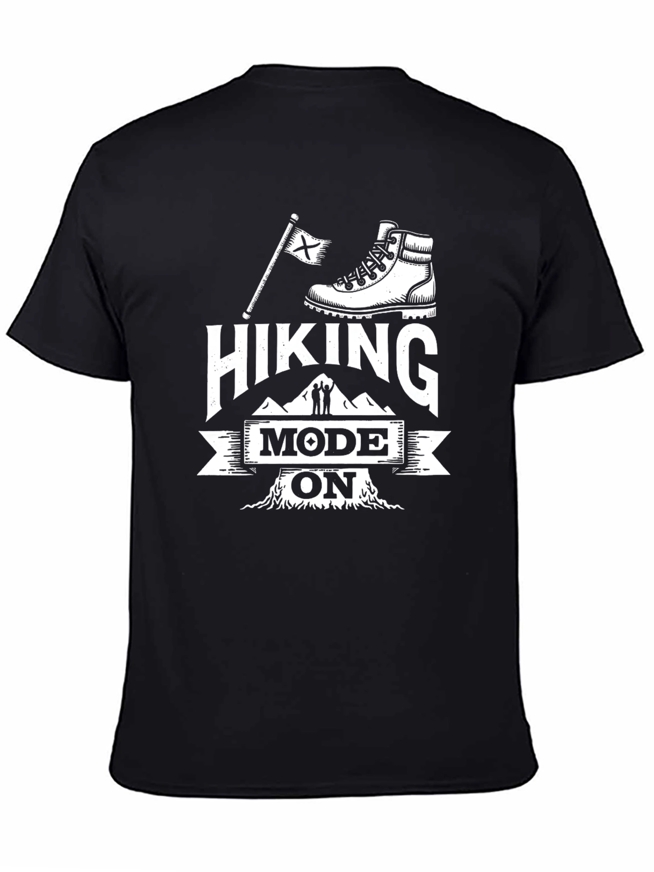 Hiking Mode ON Black Graphic Tee Shirt