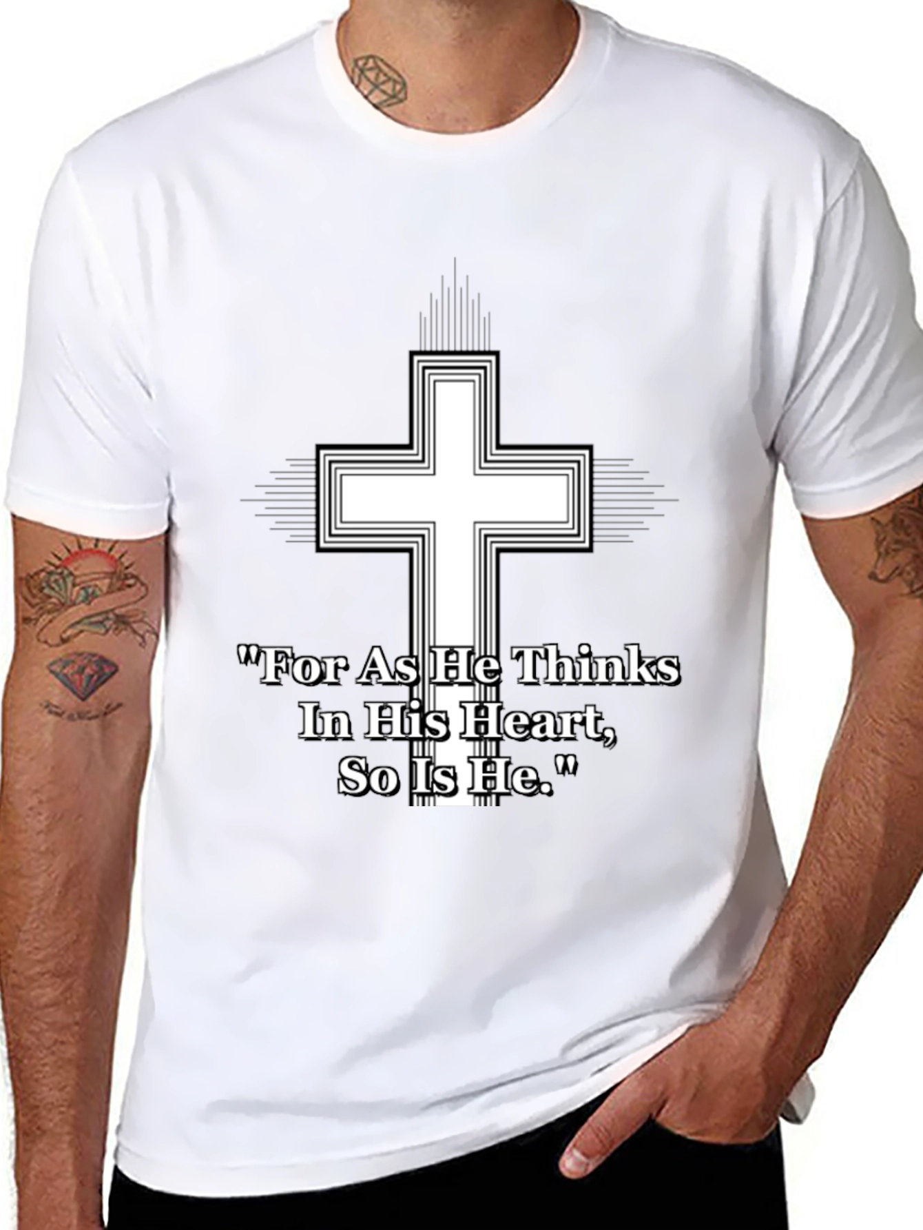 Christian Cross T-Shirt - As He Thinks Quote