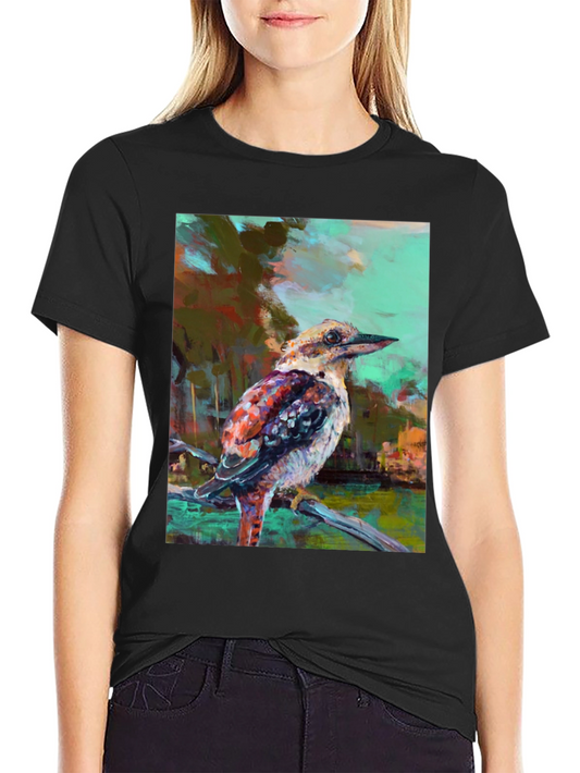 Kookaburra Art Print Black T-Shirt